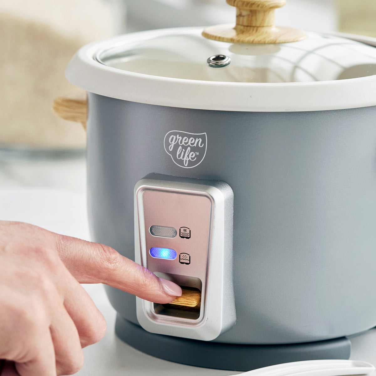 GreenLife 6-Cup Rice Cooker | Quartz Gray | GreenPan