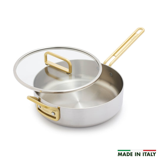 Stanley Tucci™ Uncoated Stainless Steel 4-Quart Sauté Pan with Lid