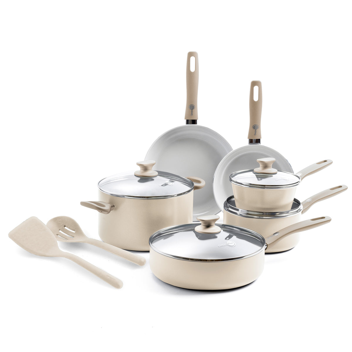 Dover Ceramic Nonstick 12-Piece Cookware Set | Cream White | GreenPan