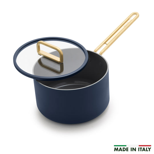 Stanley Tucci™ Ceramic Nonstick 4-Quart Saucepan with Lid | Marino Blue