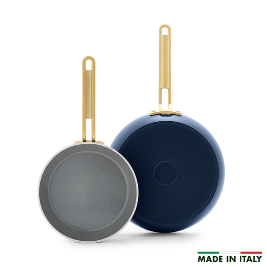 Stanley Tucci™ Ceramic Nonstick 8" and 10" Frypan Set | Marino Blue