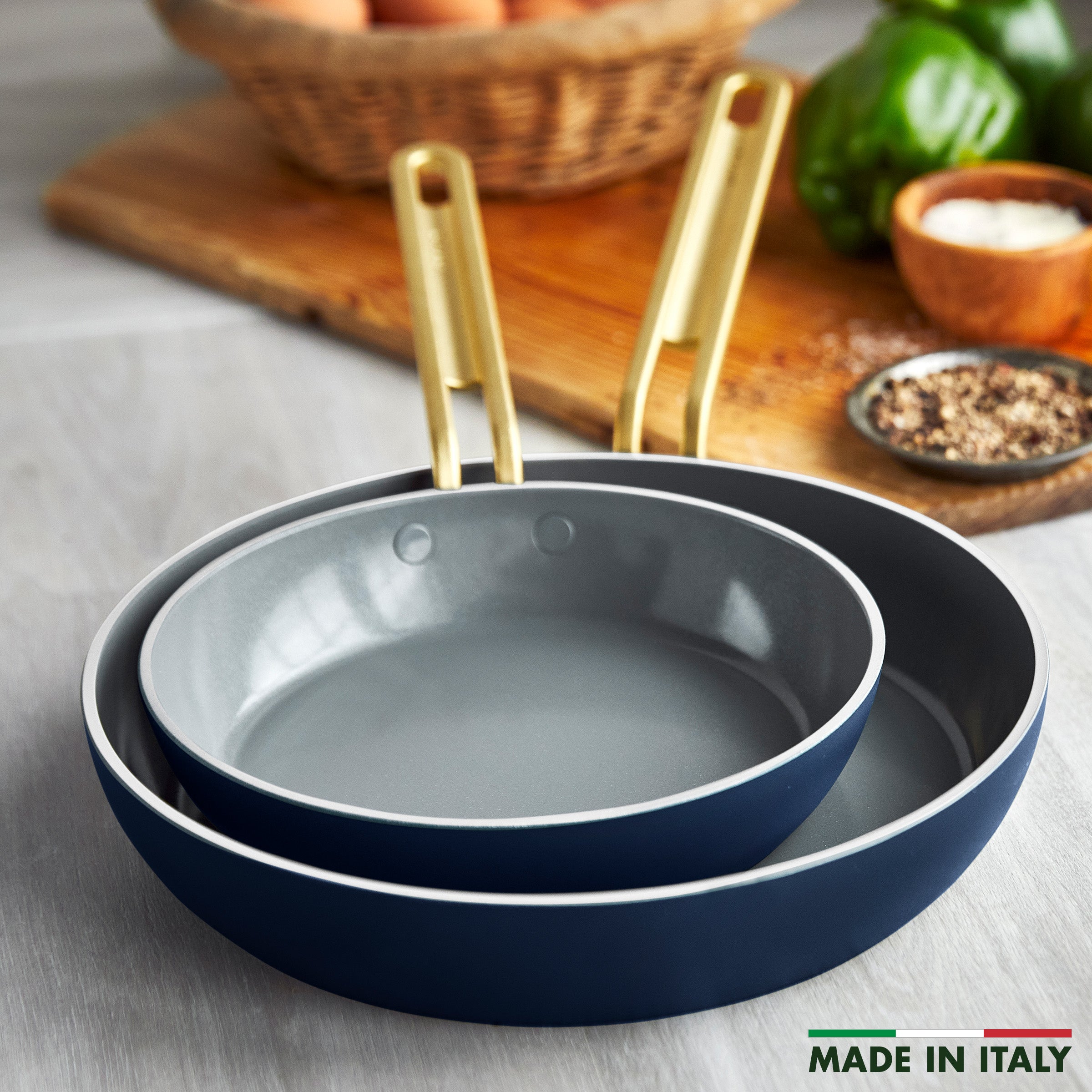 Stanley Tucci™ Ceramic Nonstick 10-Piece Cookware Set with the Tucci Cookbook | Marino Blue