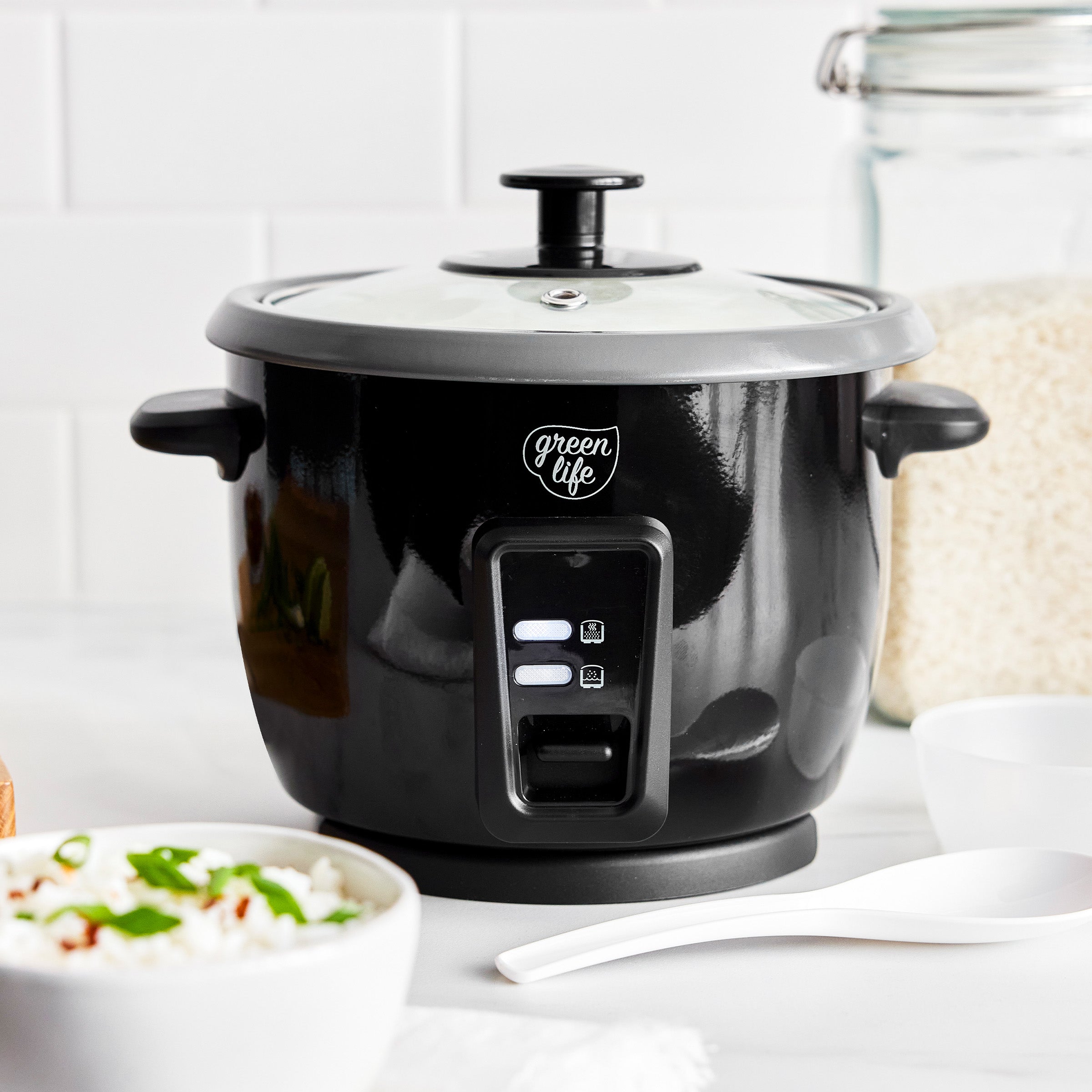 GreenLife 6-Cup Rice Cooker | Black