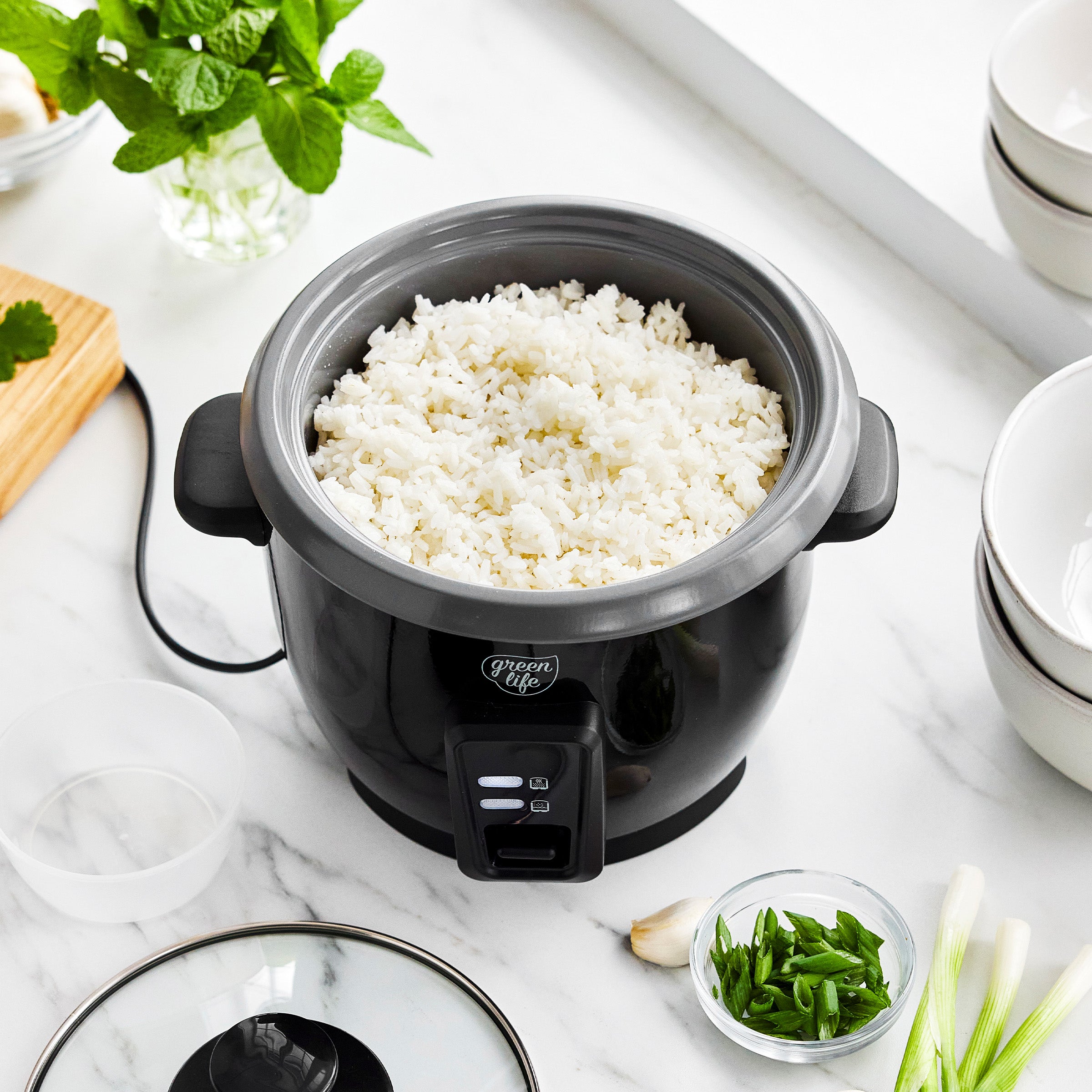 GreenLife 6-Cup Rice Cooker | Black