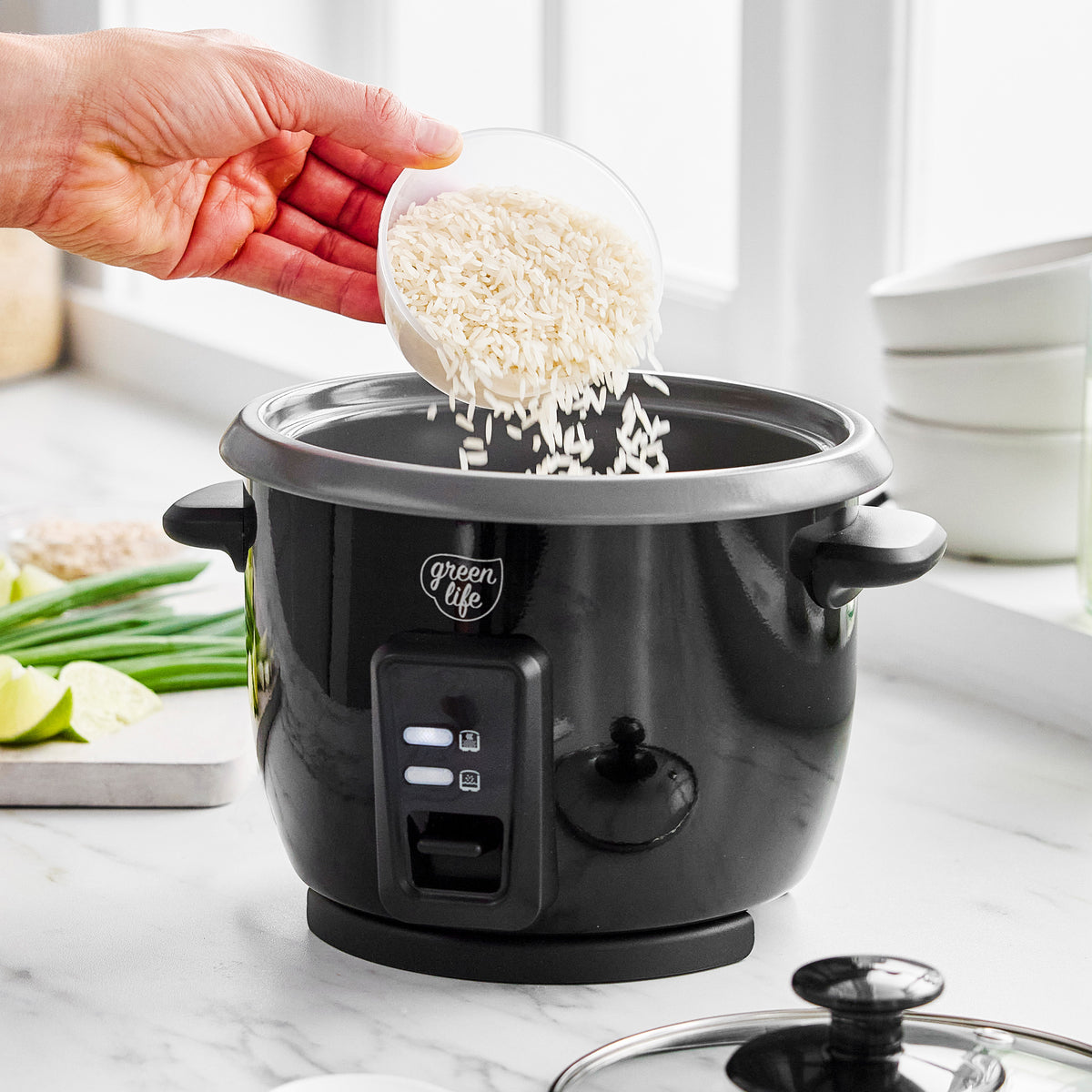 Counter Cook Rice Blender GreenLife 6-Cup Rice Cooker | Black | GreenPan