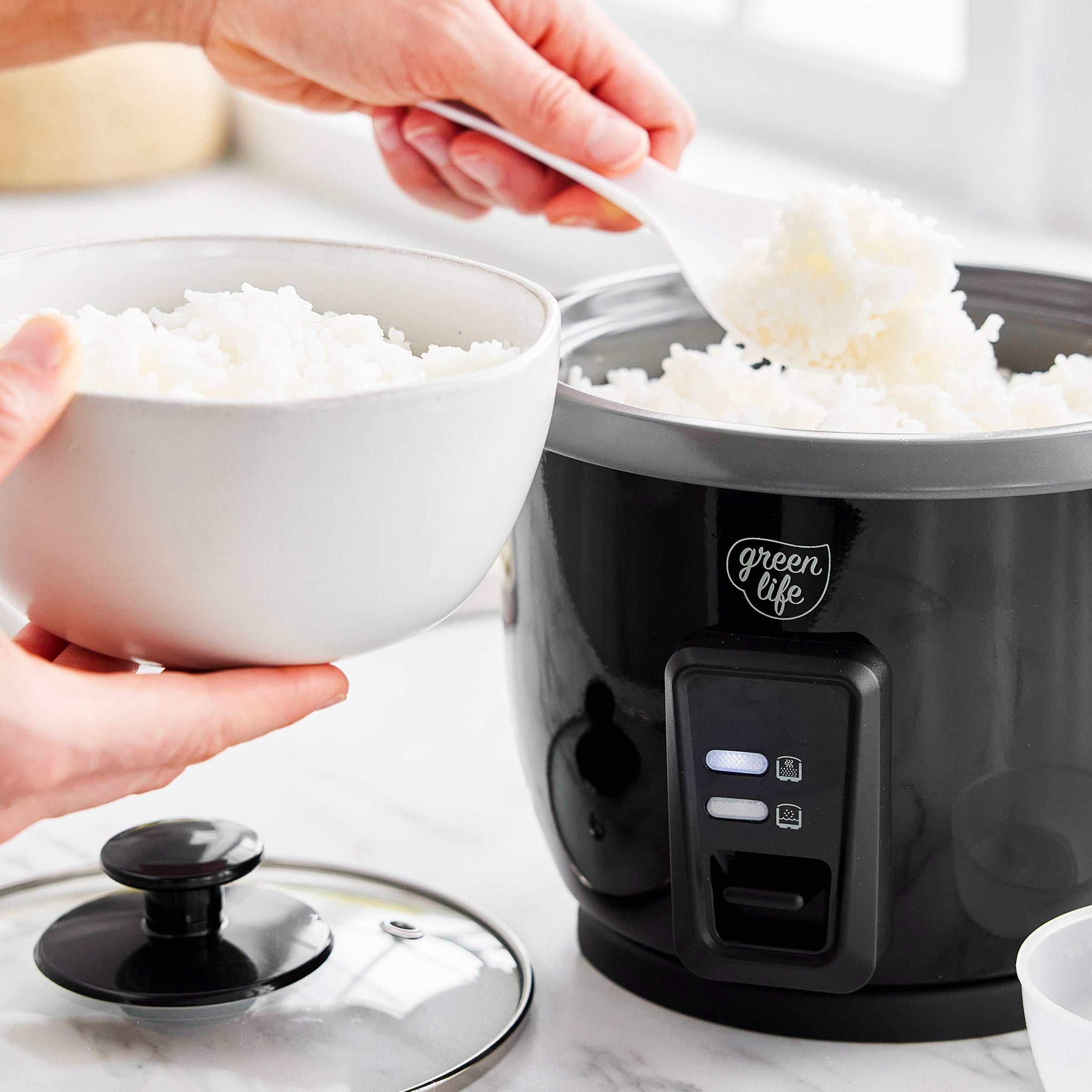 GreenLife 6-Cup Rice Cooker | Black