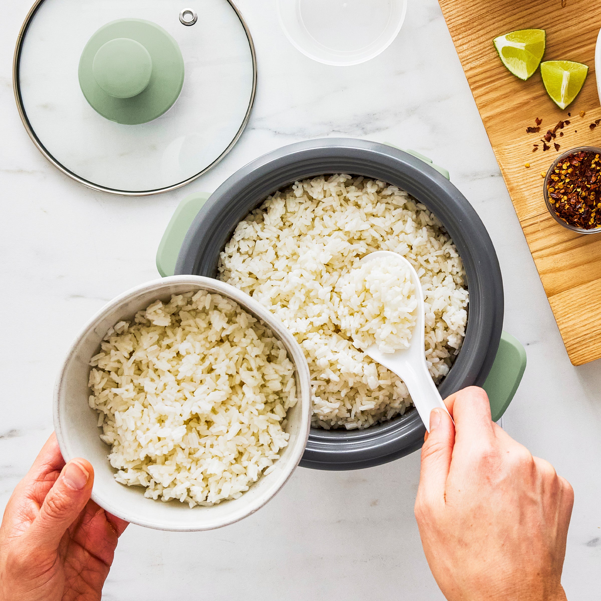 GreenLife 6-Cup Rice Cooker | Sage Green