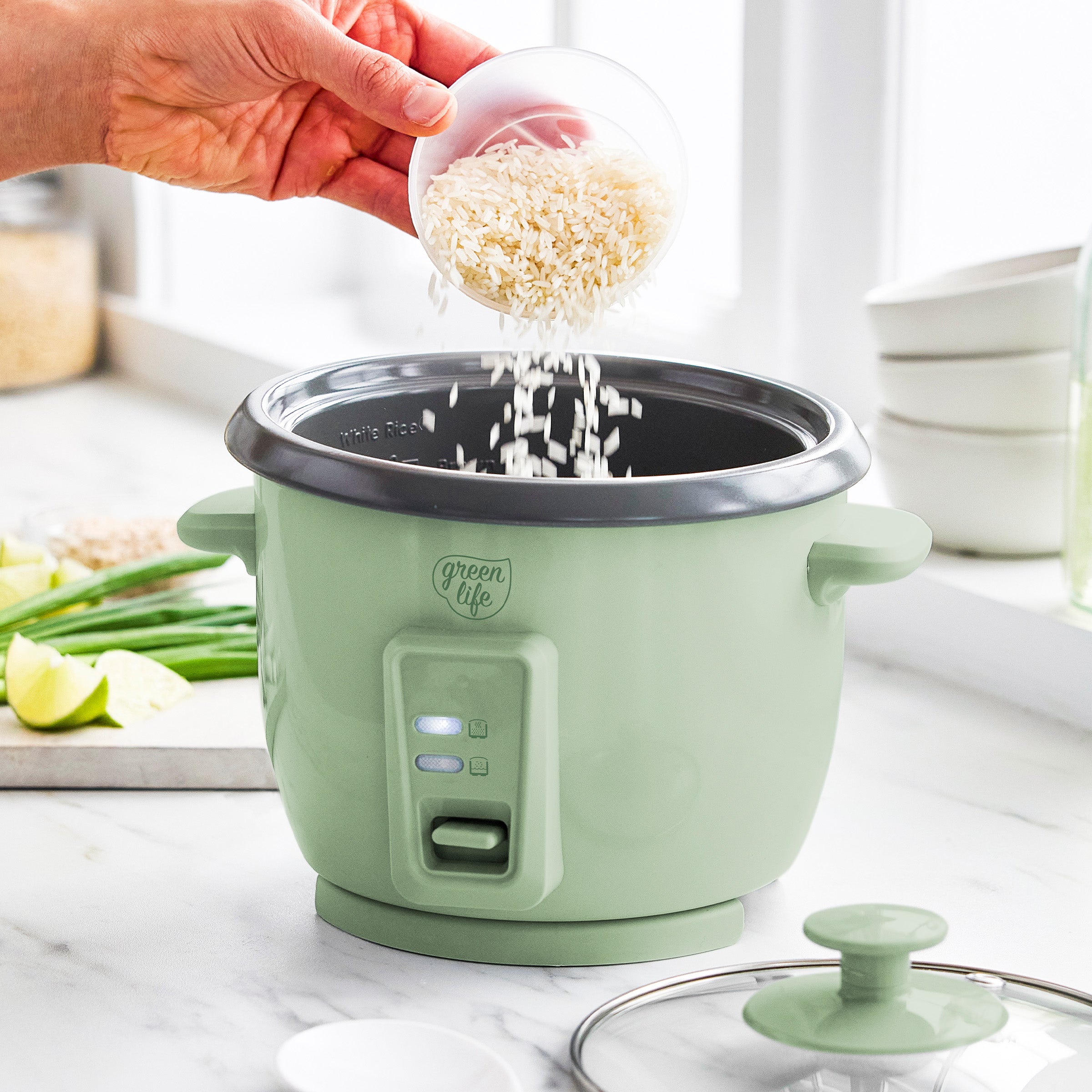 GreenLife 6-Cup Rice Cooker | Sage Green