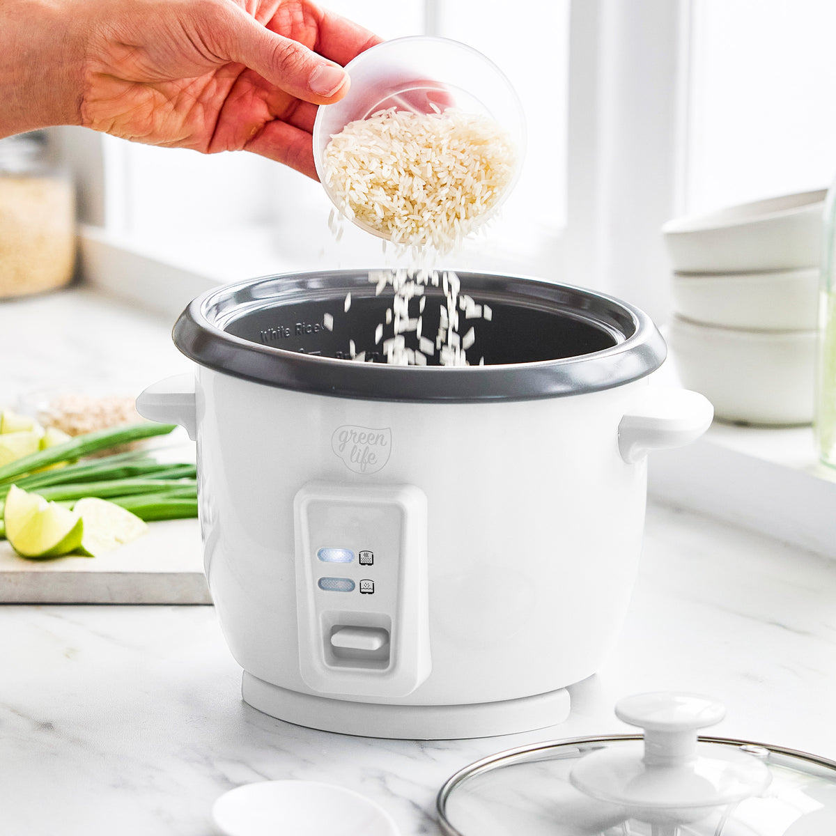 Counter Cook Rice Blender GreenLife 6-Cup Rice Cooker | White | GreenPan