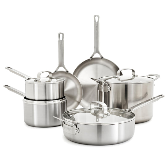 Bobby Flay by GreenPan Chef Series Uncoated Stainless Steel 10-Piece Cookware Set