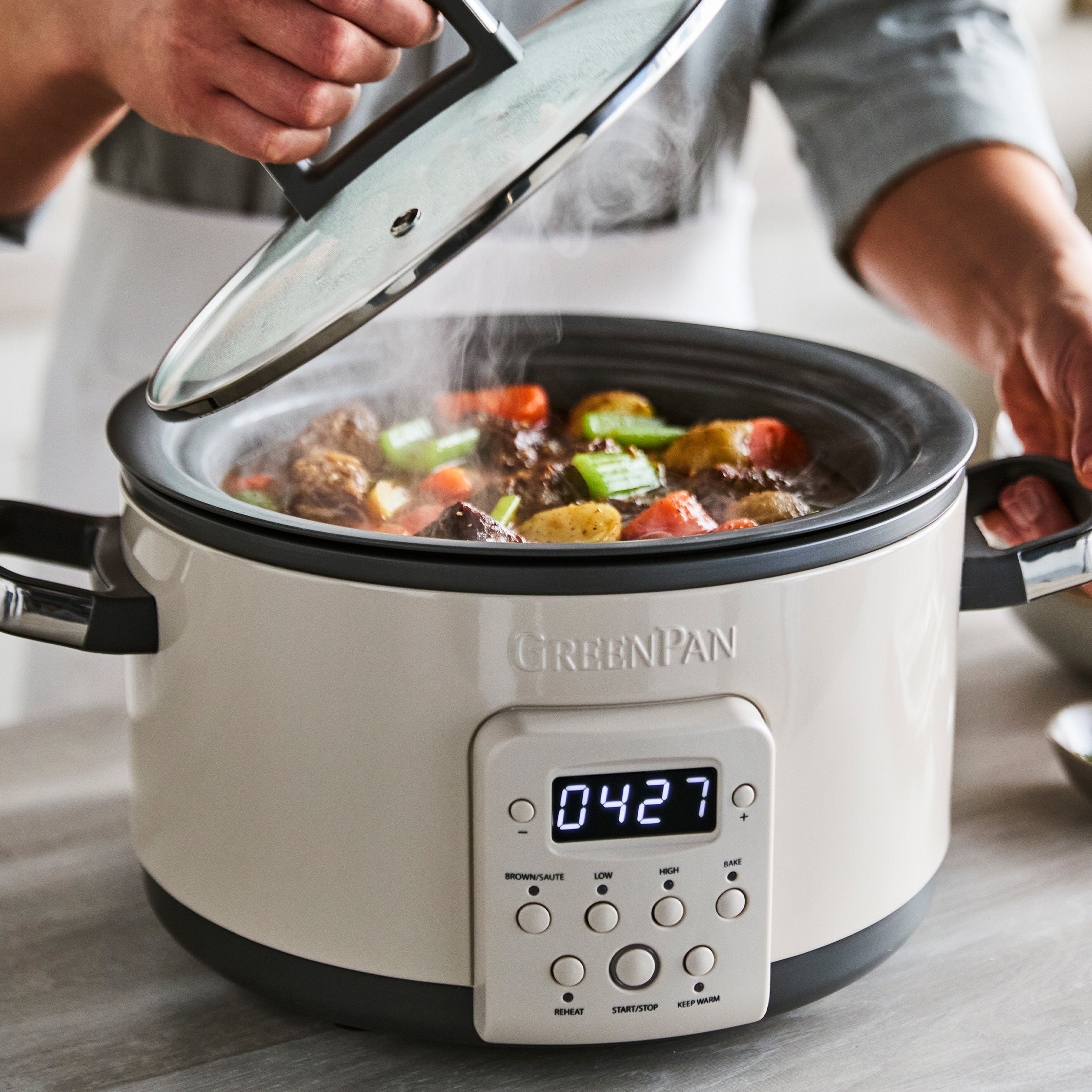 Bistro 4-Quart Slow Cooker with In-Pot Browning | Macadamia