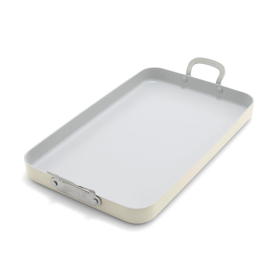Bobby Flay by GreenPan Professional Ceramic Nonstick 18" x 11" Double Burner Griddle | Cream