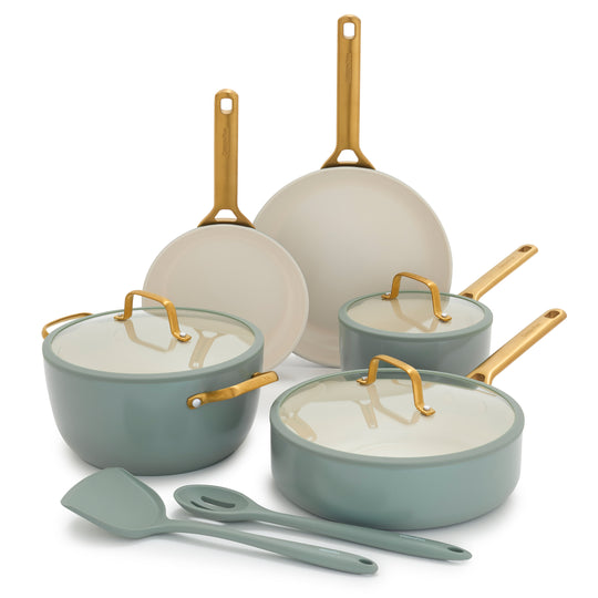 Reserve Pro Ceramic Nonstick 10-Piece Cookware Set | Moss