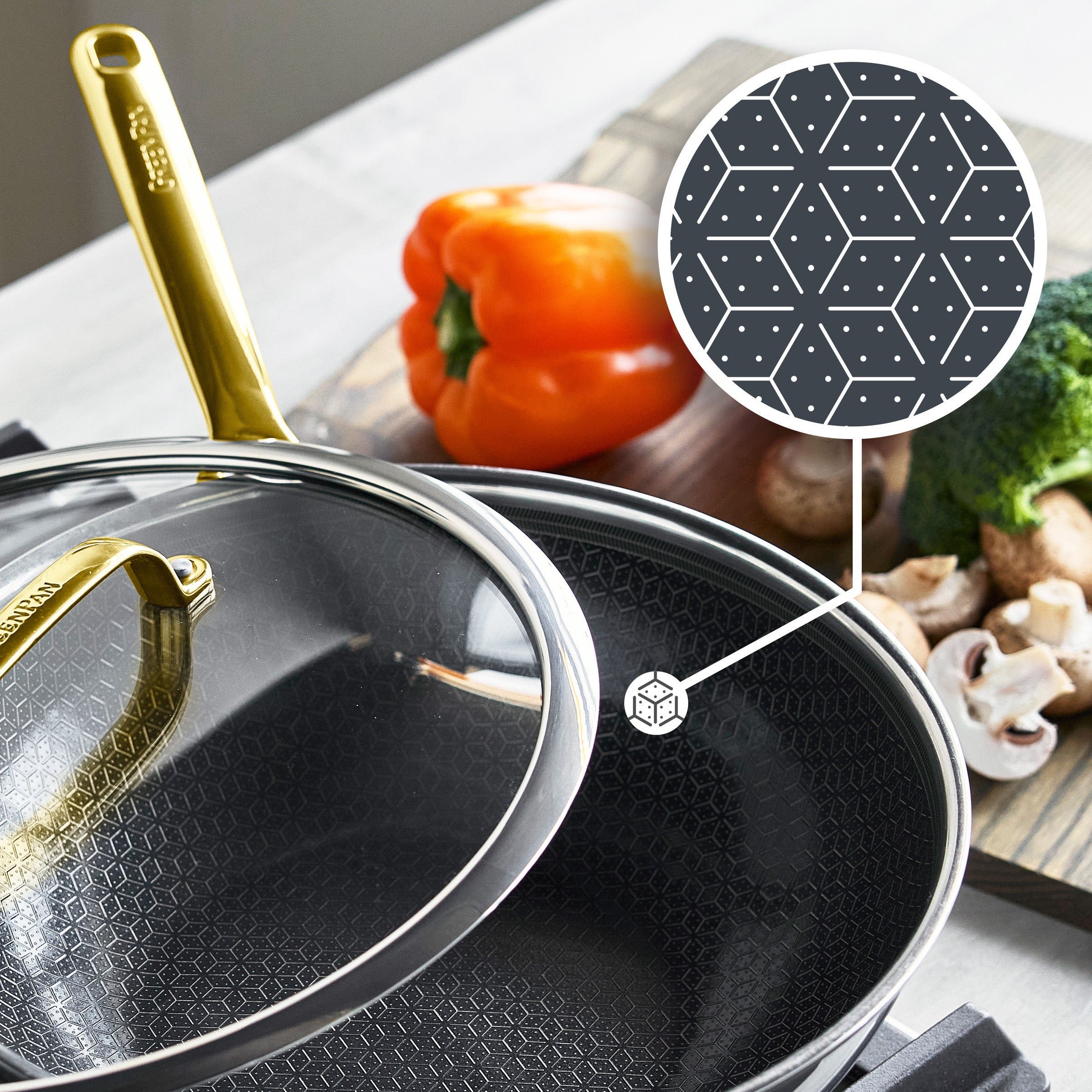 Spectra Gold Thermobond Hybrid Ceramic Nonstick 12" Wok with Lid