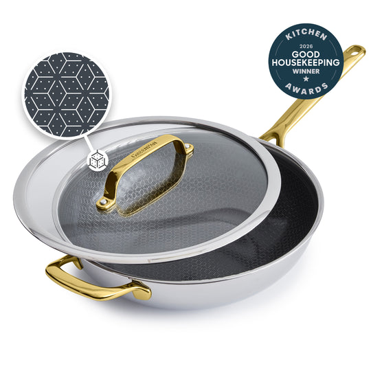 Spectra Gold Thermobond Hybrid Ceramic Nonstick 12" Wok with Lid