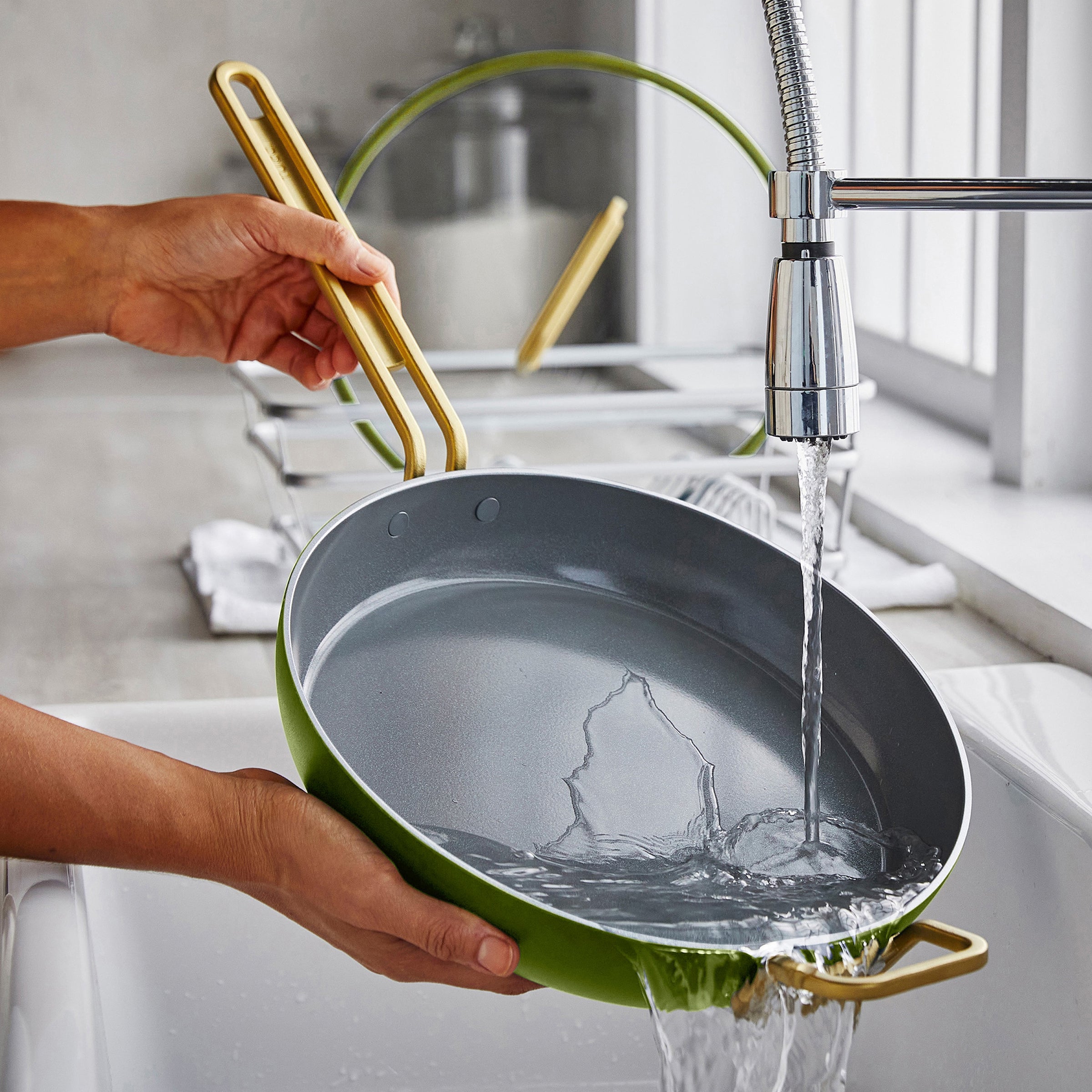 Stanley Tucci™ Ceramic Nonstick 12" Frypan with Lid | Tuscan Olive