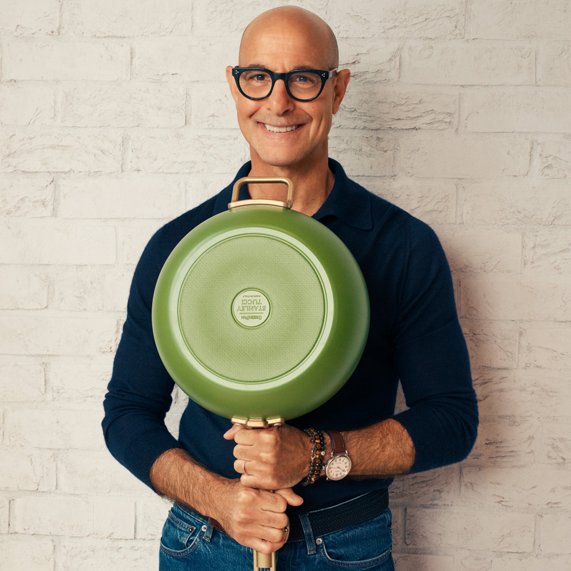 Stanley Tucci™ Ceramic Nonstick 12" Frypan with Lid | Tuscan Olive