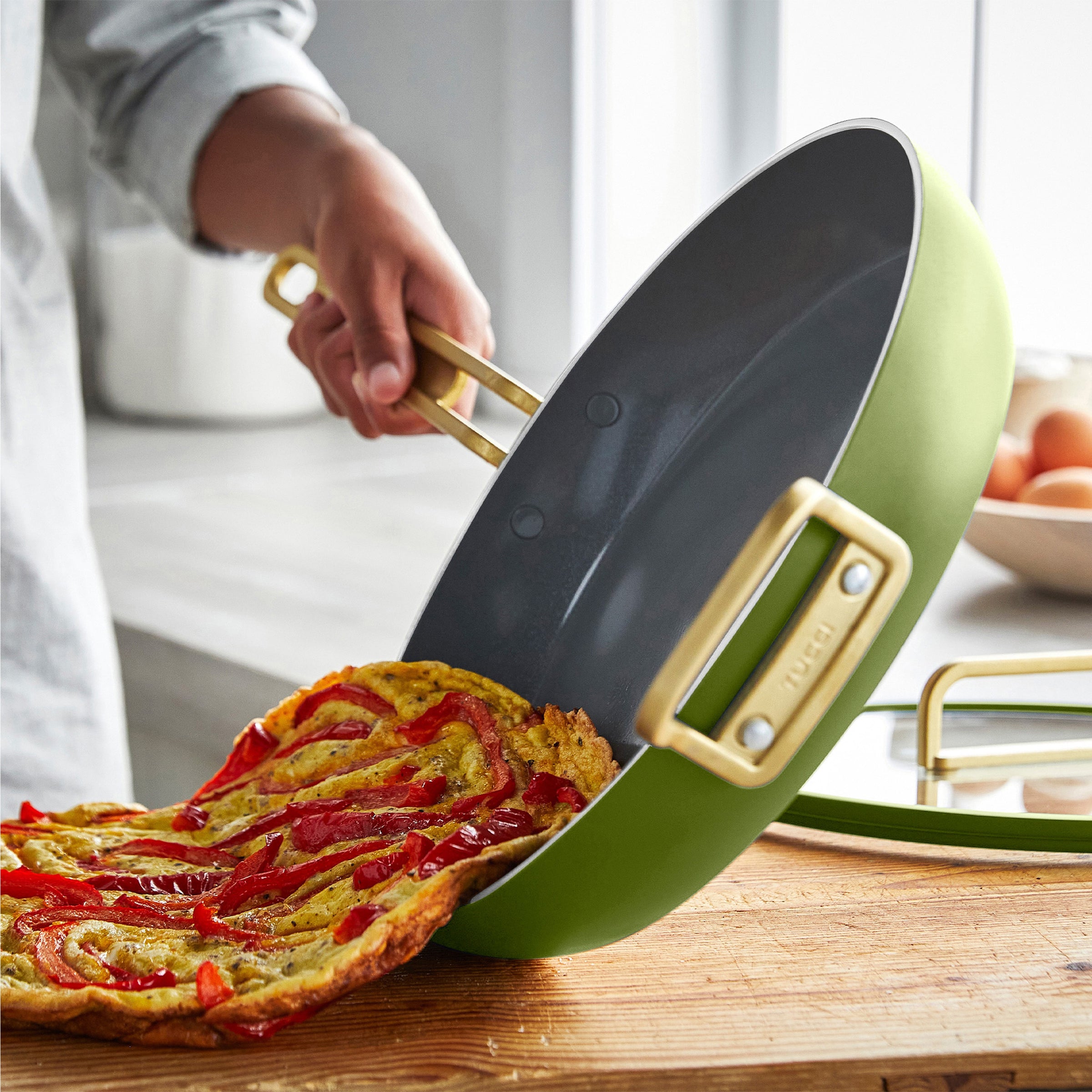 Stanley Tucci™ Ceramic Nonstick 12" Frypan with Lid | Tuscan Olive