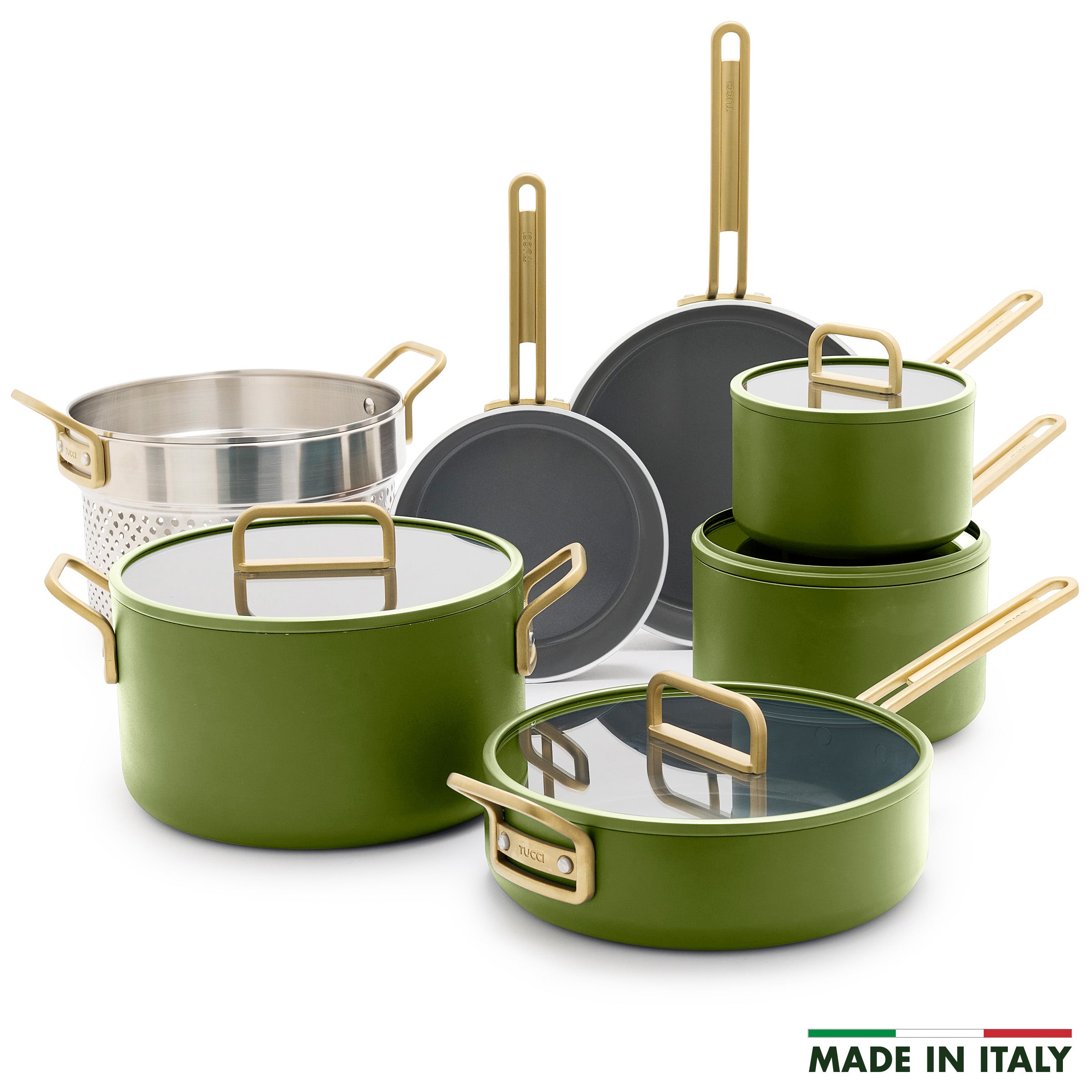 Stanley Tucci™ Ceramic Nonstick 11-Piece Cookware Set | Tuscan Olive