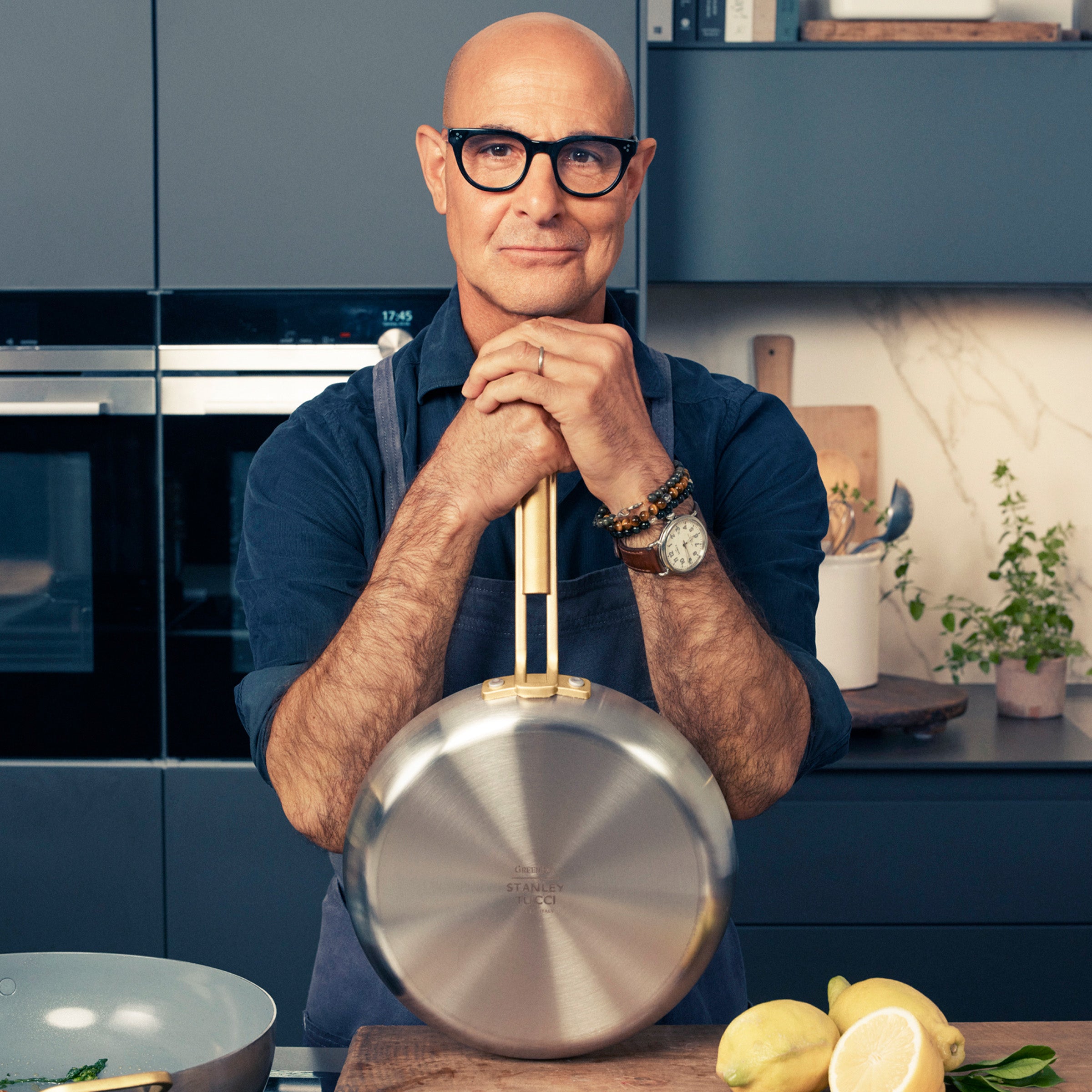 Stanley Tucci™ Stainless Steel Ceramic Nonstick 8", 10" and 12" Frypan Set