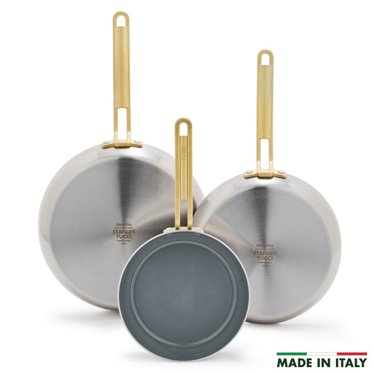 Stanley Tucci™ Stainless Steel Ceramic Nonstick 8", 10" and 12" Frypan Set