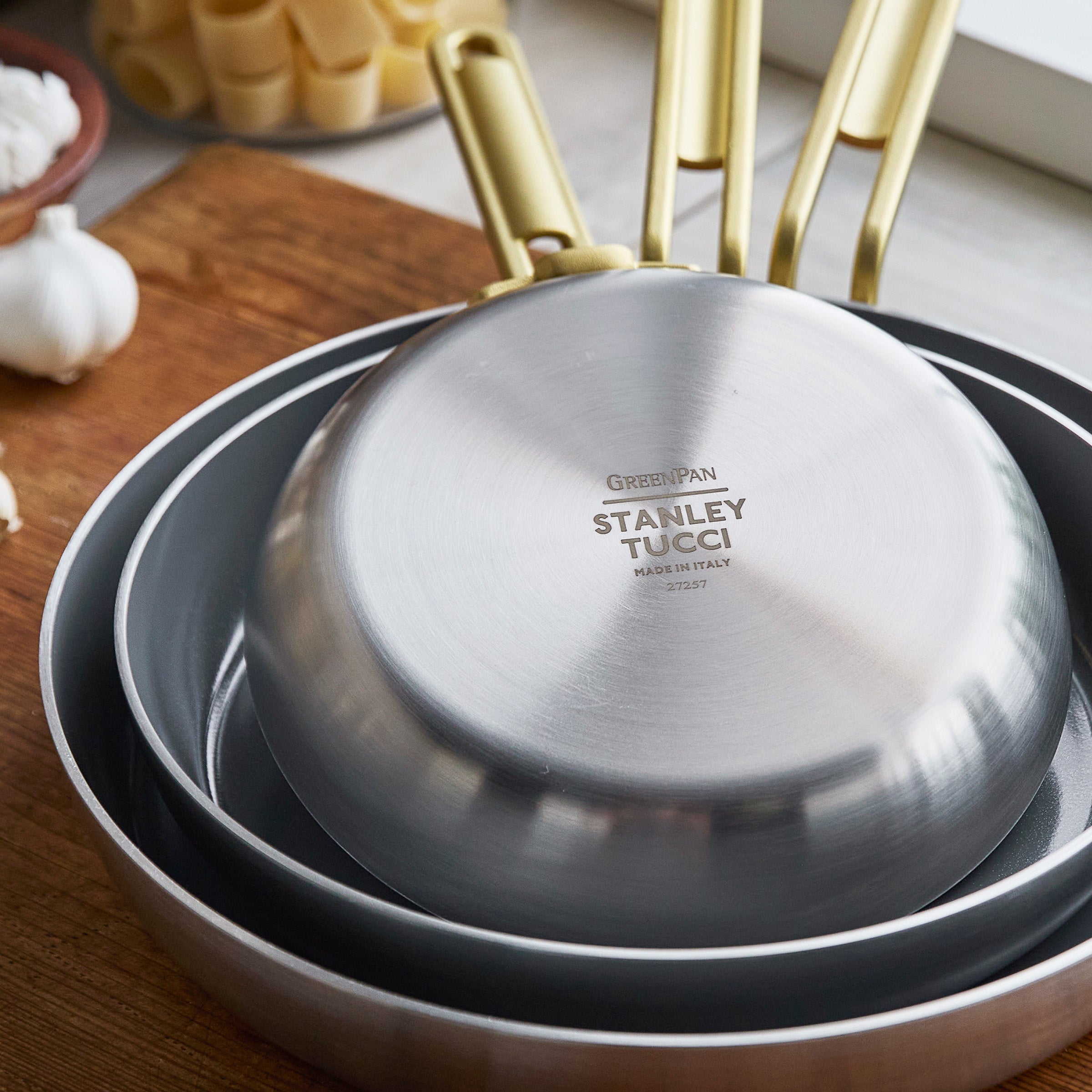 Stanley Tucci™ Stainless Steel Ceramic Nonstick 8", 10" and 12" Frypan Set