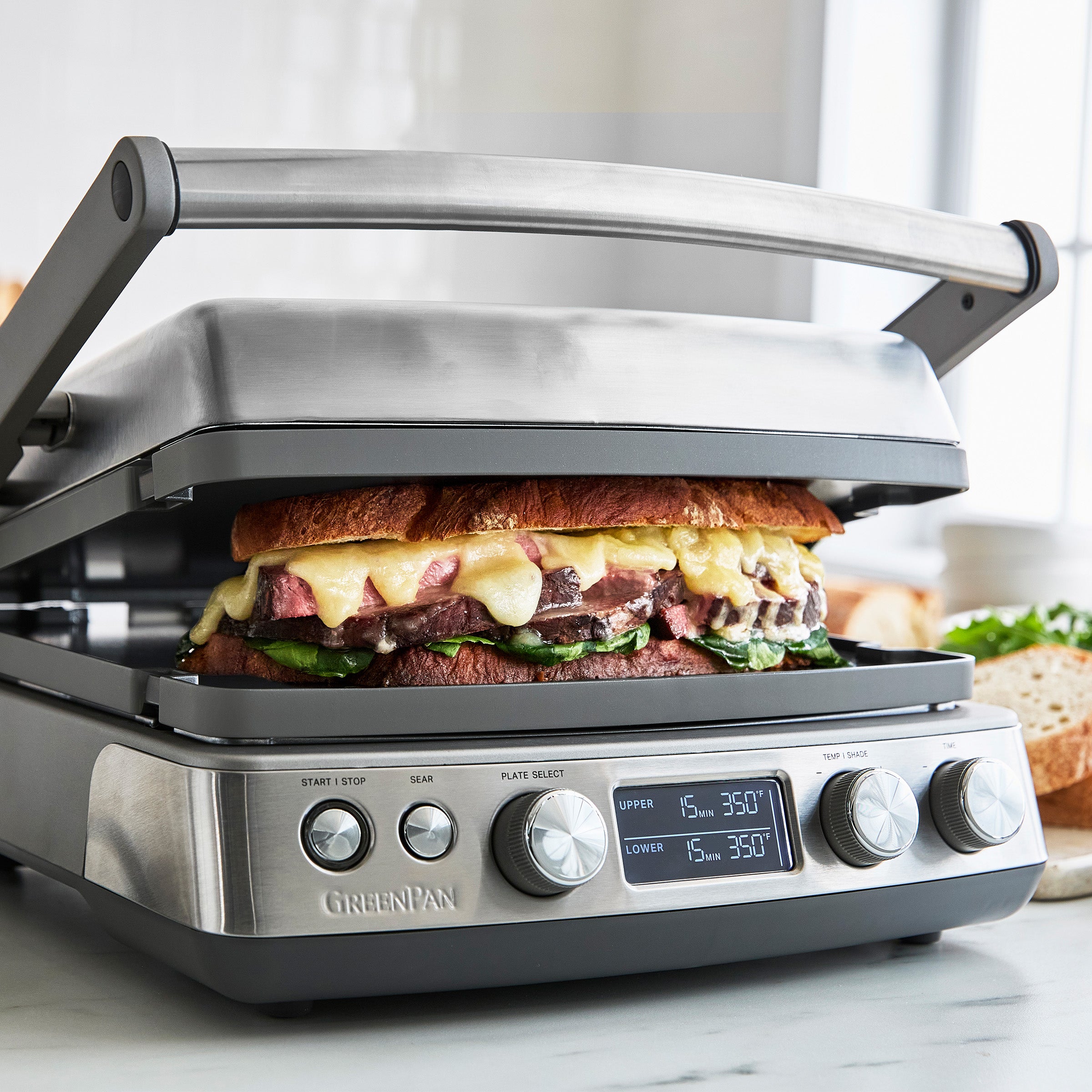 GreenPan Elite XL Smoke-less Grill & Griddle - Ceramic Nonstick, Interchangeable Cast Aluminum Plates, PFAS-Free