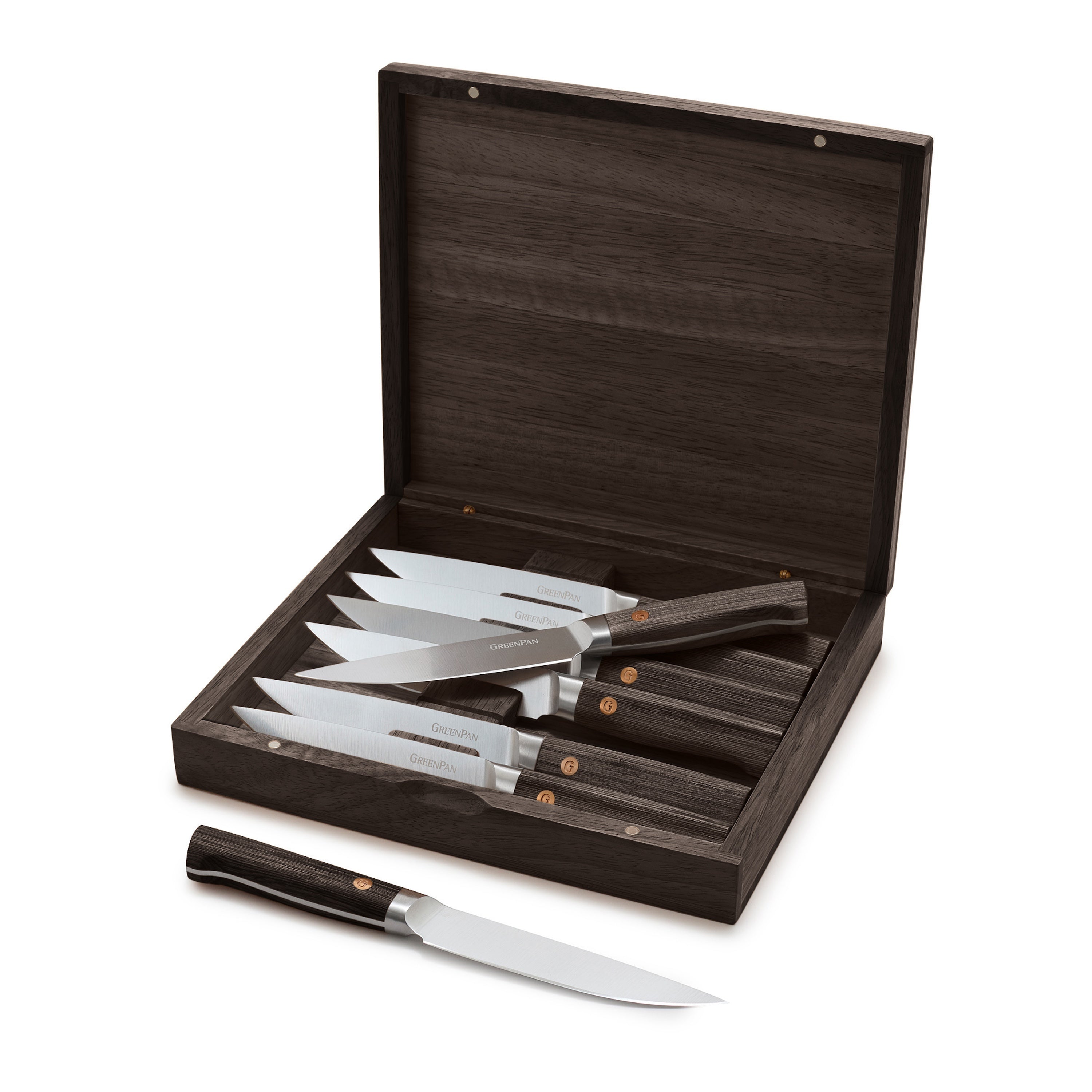 Elite Cutlery 8-Piece Steak Knife Set with Dark-Wood Handles