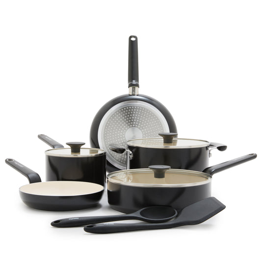 Rio Advanced Ceramic Nonstick 10-Piece Cookware Set | Black