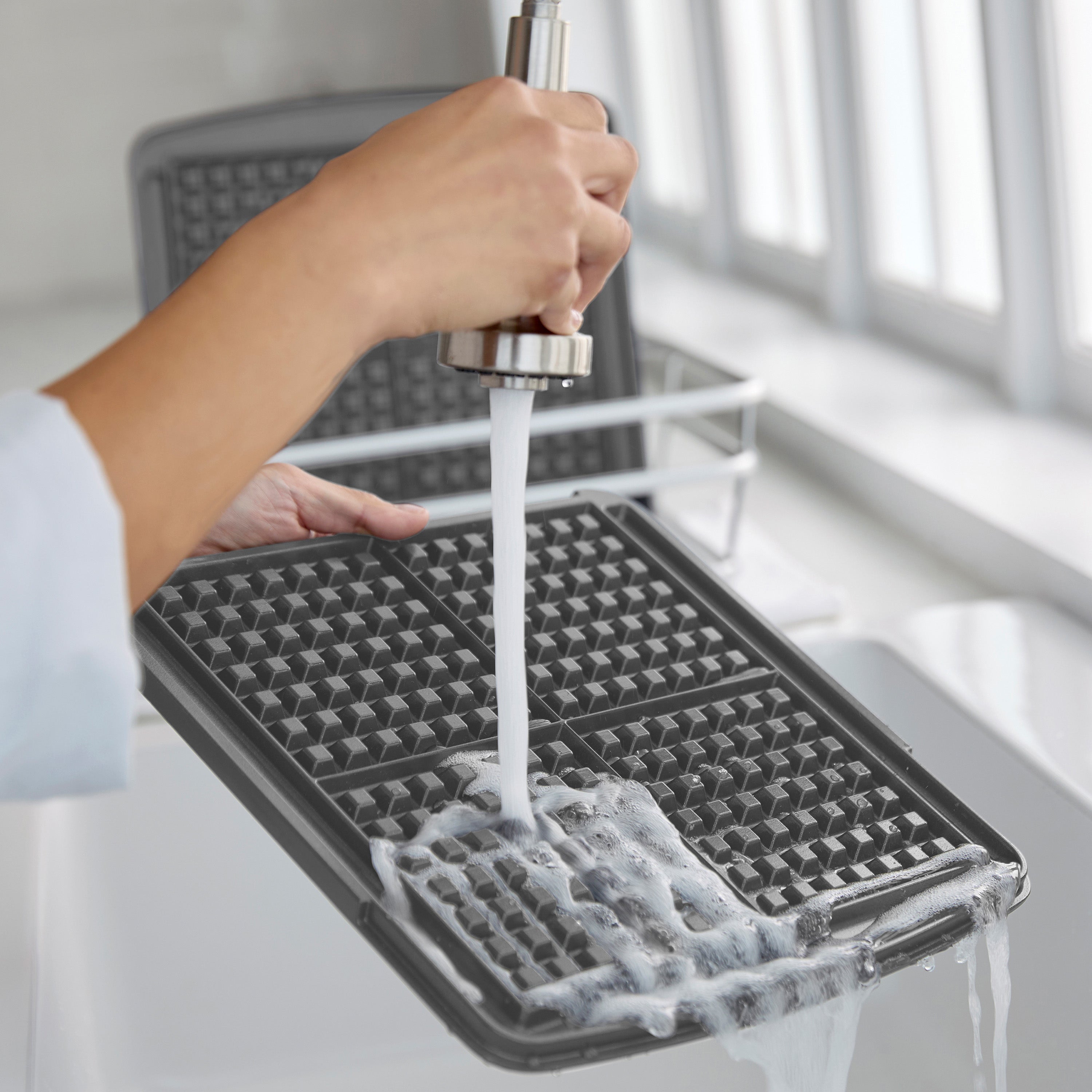 Elite Ceramic Nonstick 4-Square Waffle Maker | Premiere Stainless Steel