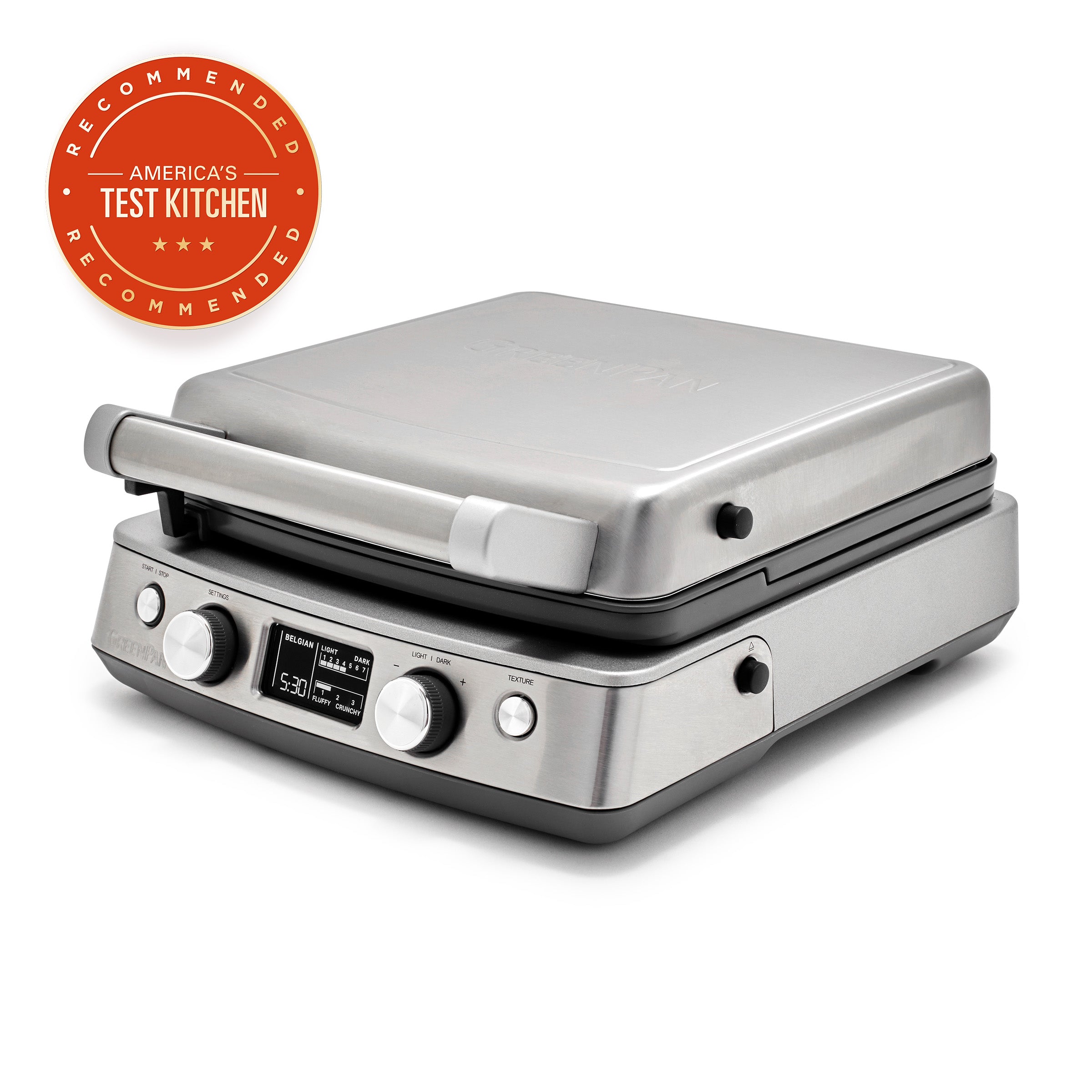 Cloud Cream Elite Ceramic Nonstick 4-Square Waffle Maker | Premiere Stainless Steel