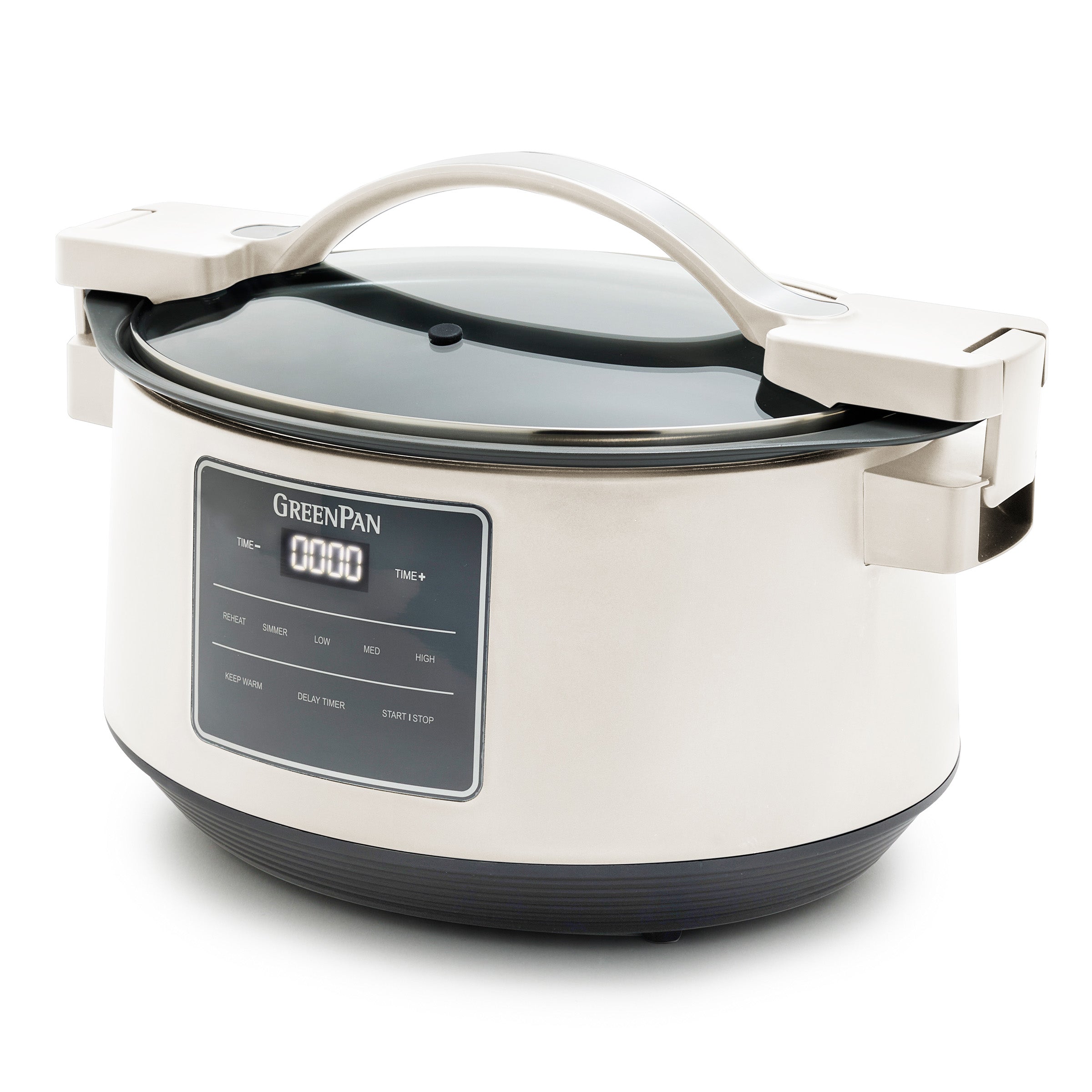 White GreenPan slow cooker on a white background