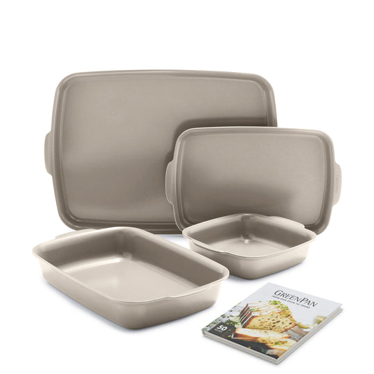 Premiere Ovenware Ceramic Nonstick 4-Piece Set | Taupe