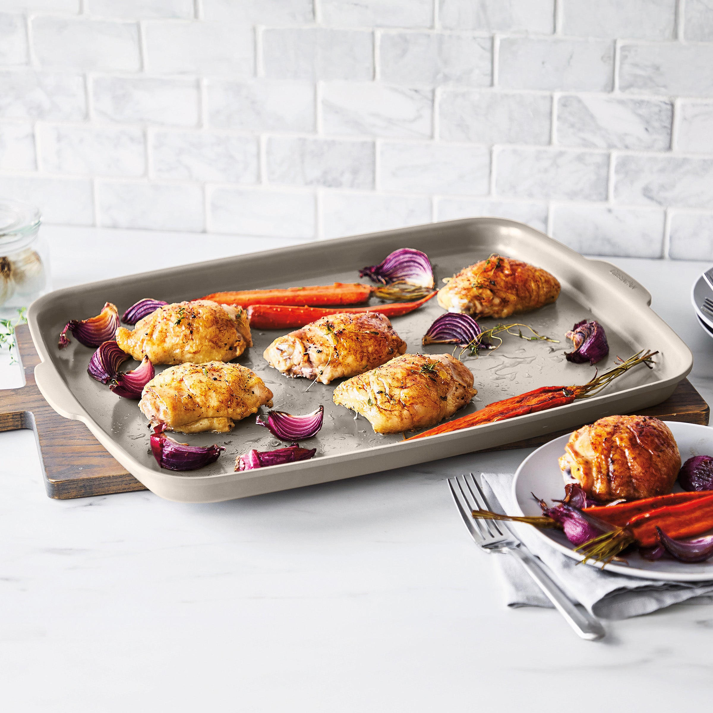 Premiere Ovenware Ceramic Nonstick 18" x 13" Half Sheet Pan | Taupe