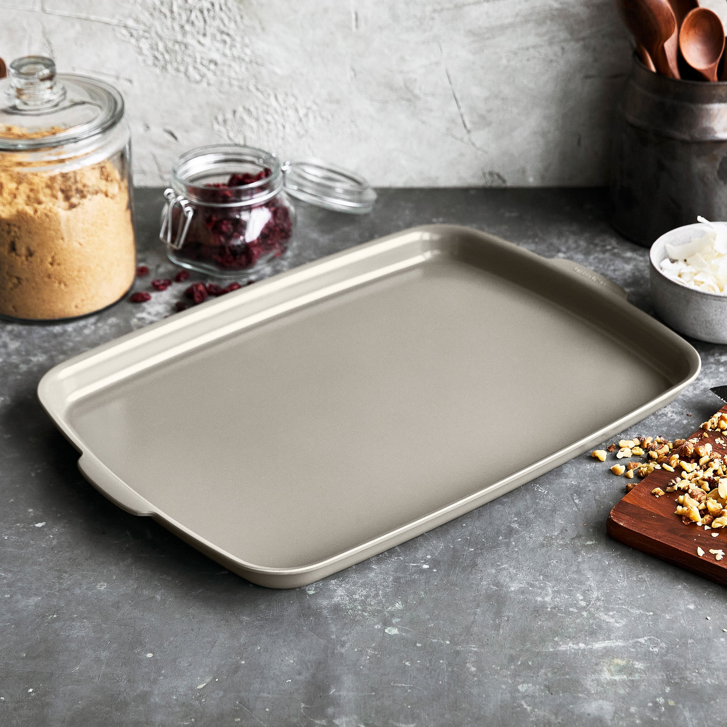 Premiere Ovenware Ceramic Nonstick 18" x 13" Half Sheet Pan | Taupe