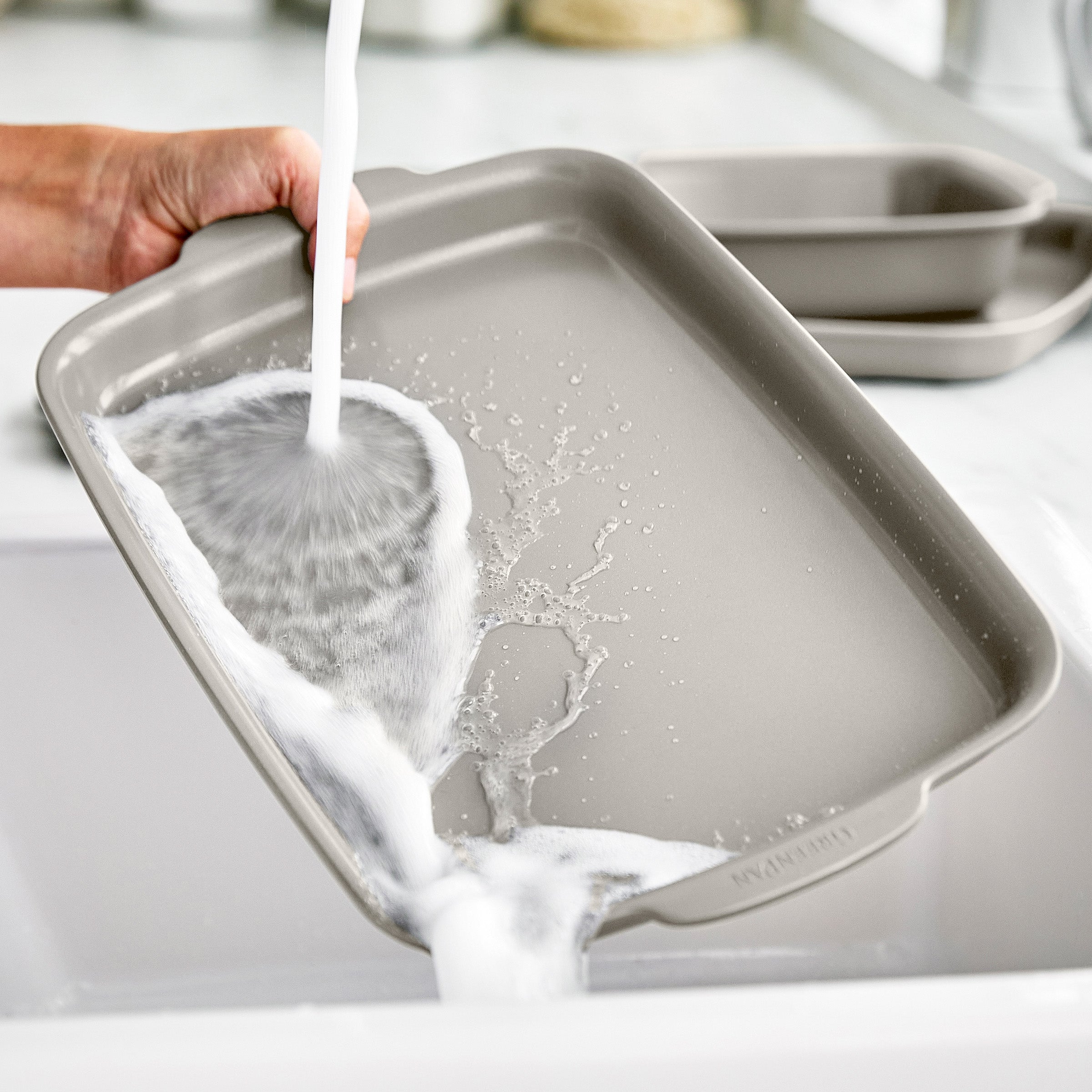 Premiere Ovenware Ceramic Nonstick 13" x 9" Quarter Sheet Pan Set | Taupe