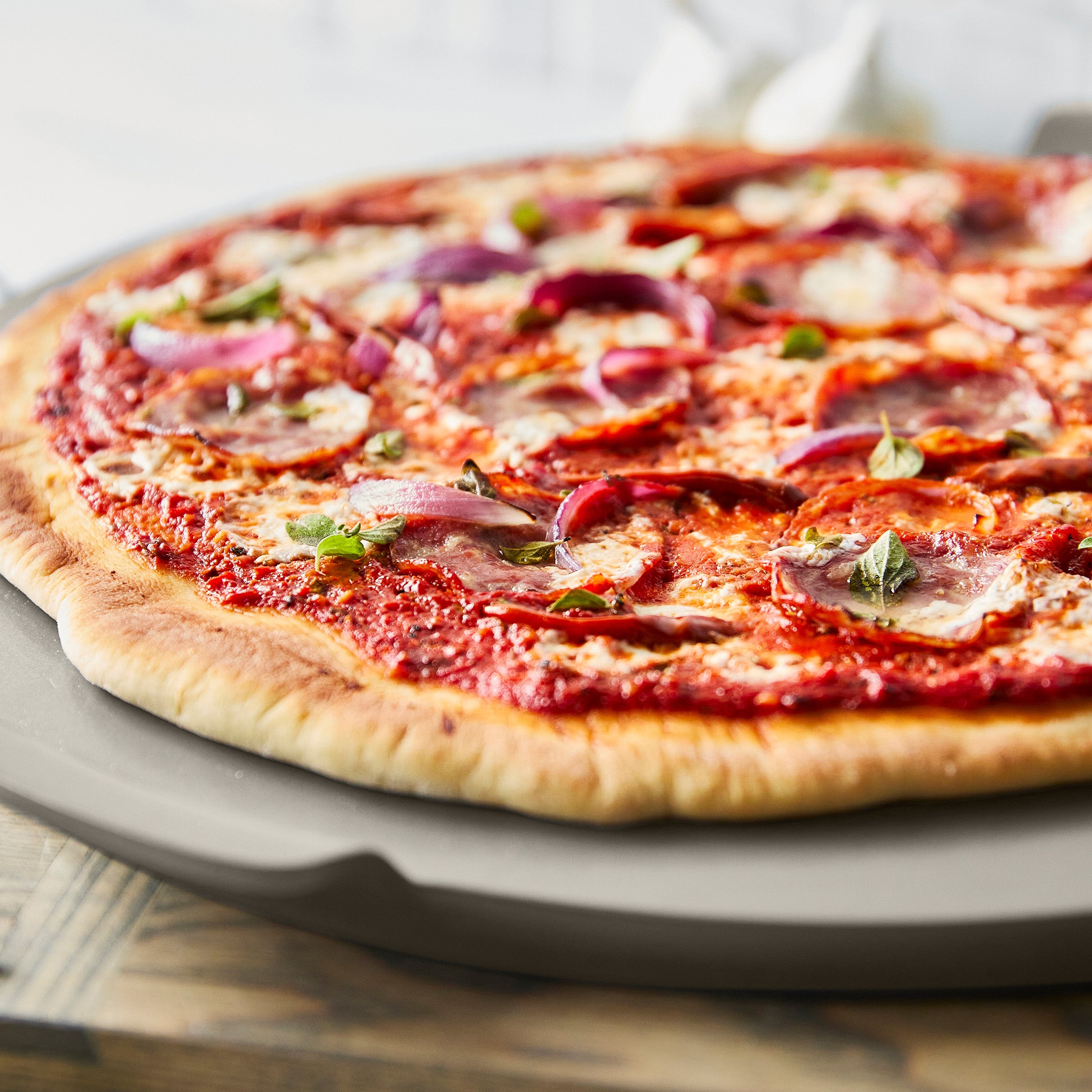 Premiere Ovenware 16.5" Round Pizza Baker | Taupe