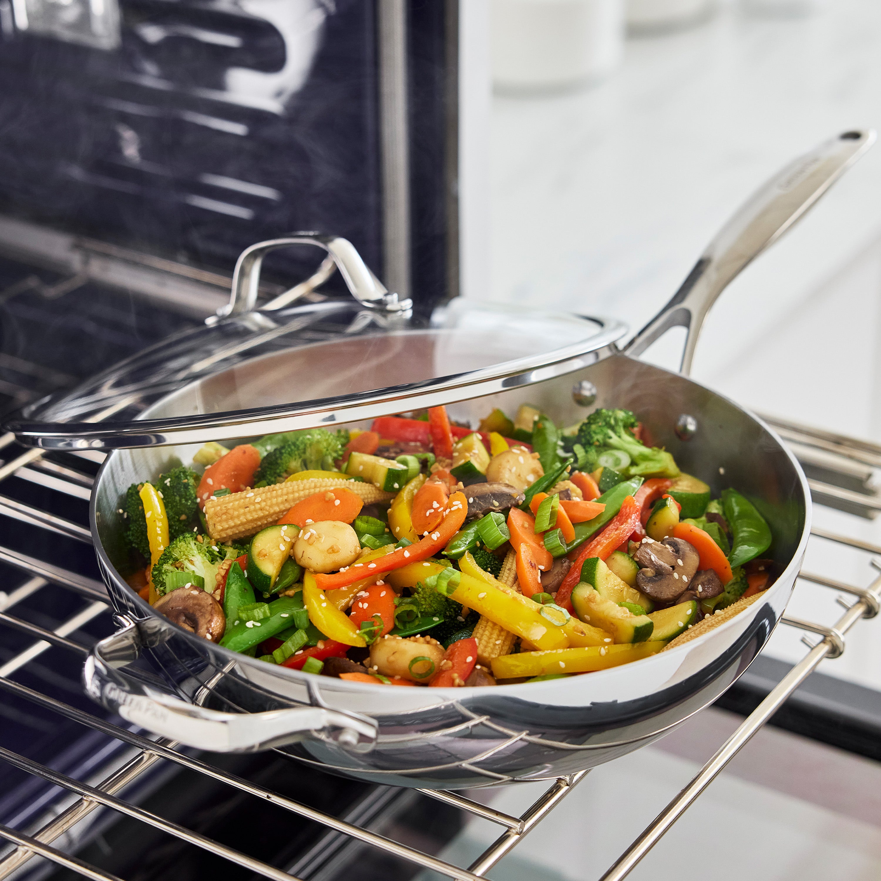 Valencia Pro Stainless Steel Uncoated 12" Wok with Lid