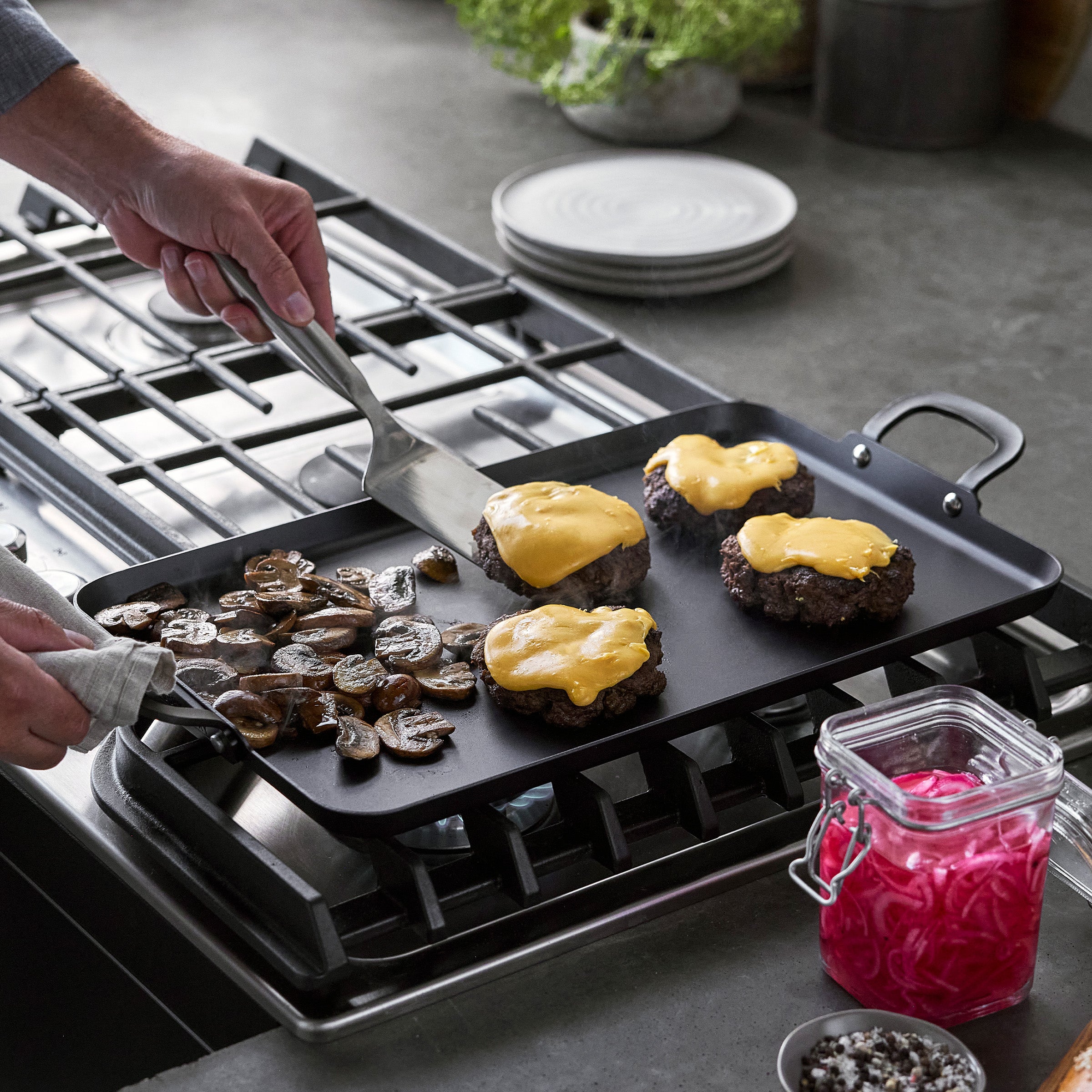 Bobby Flay by GreenPan 17" x 11" Carbon Steel Double Burner Griddle