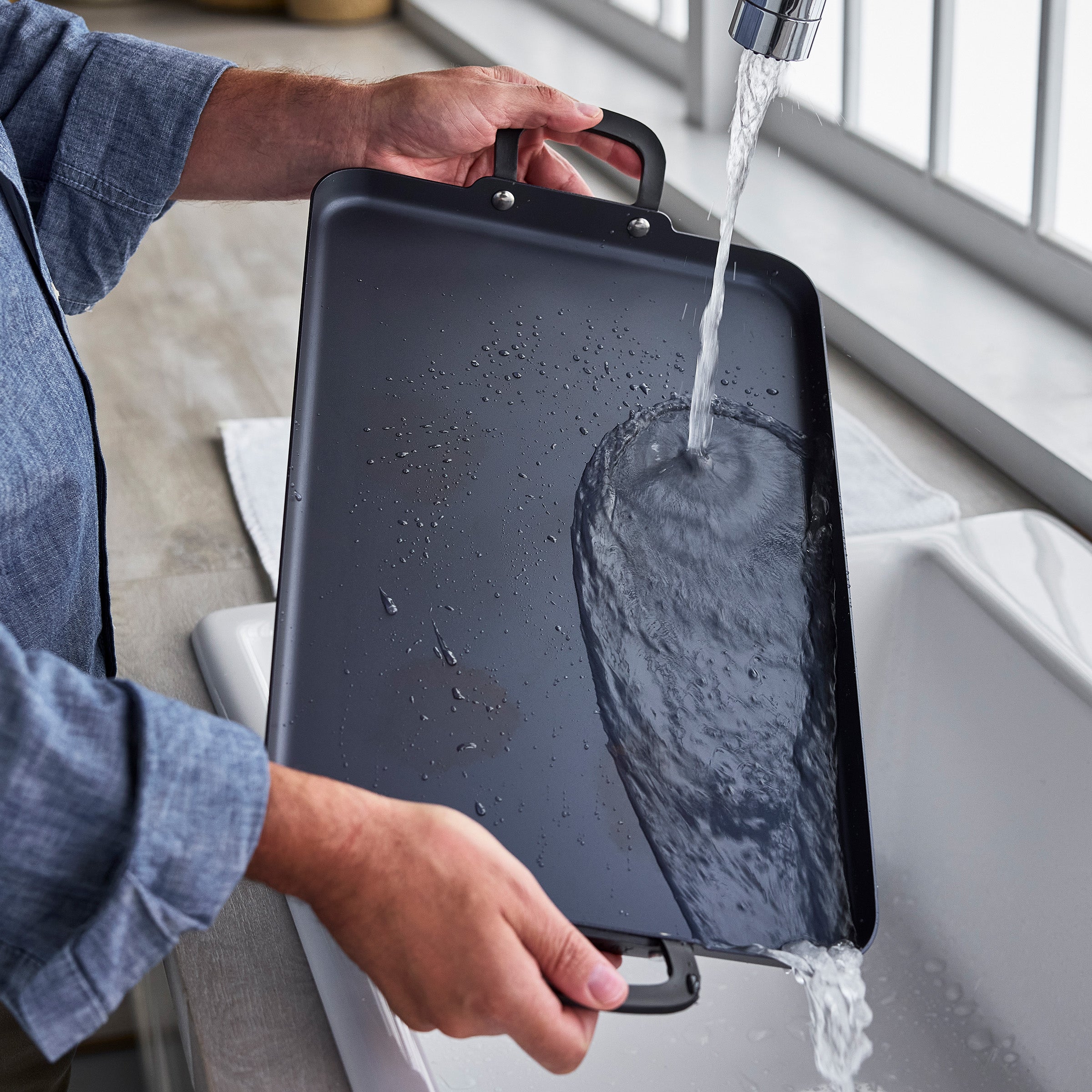 Bobby Flay by GreenPan 17" x 11" Carbon Steel Double Burner Griddle