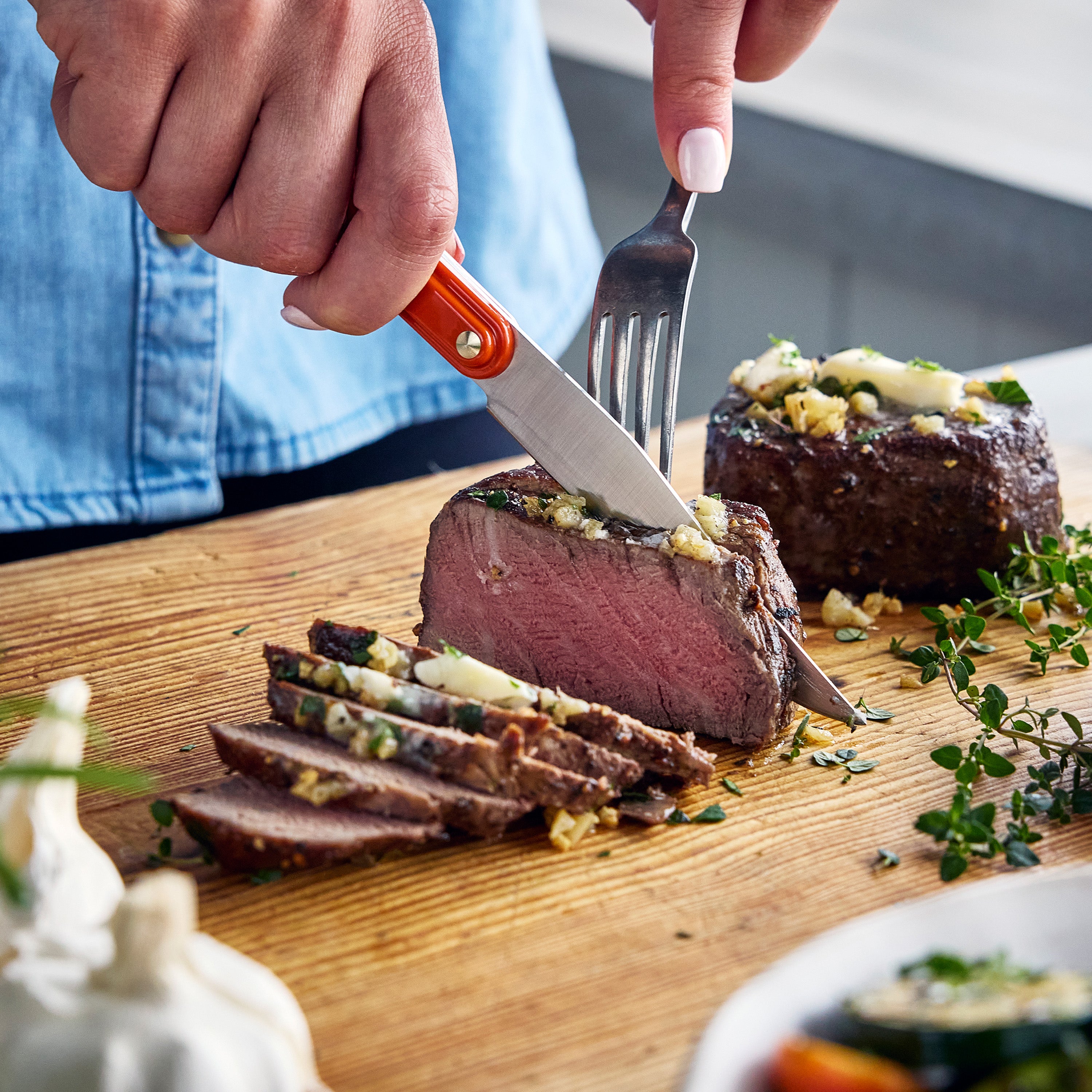 Stanley Tucci™ 6-Piece Steak Knife Set with Wood Tray | Multicolor