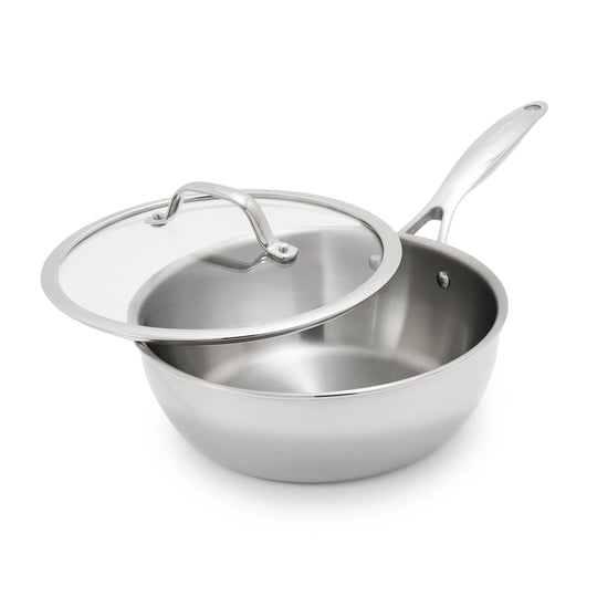 Valencia Pro Stainless Steel Uncoated 3.6-Quart Chef's Pan with Lid