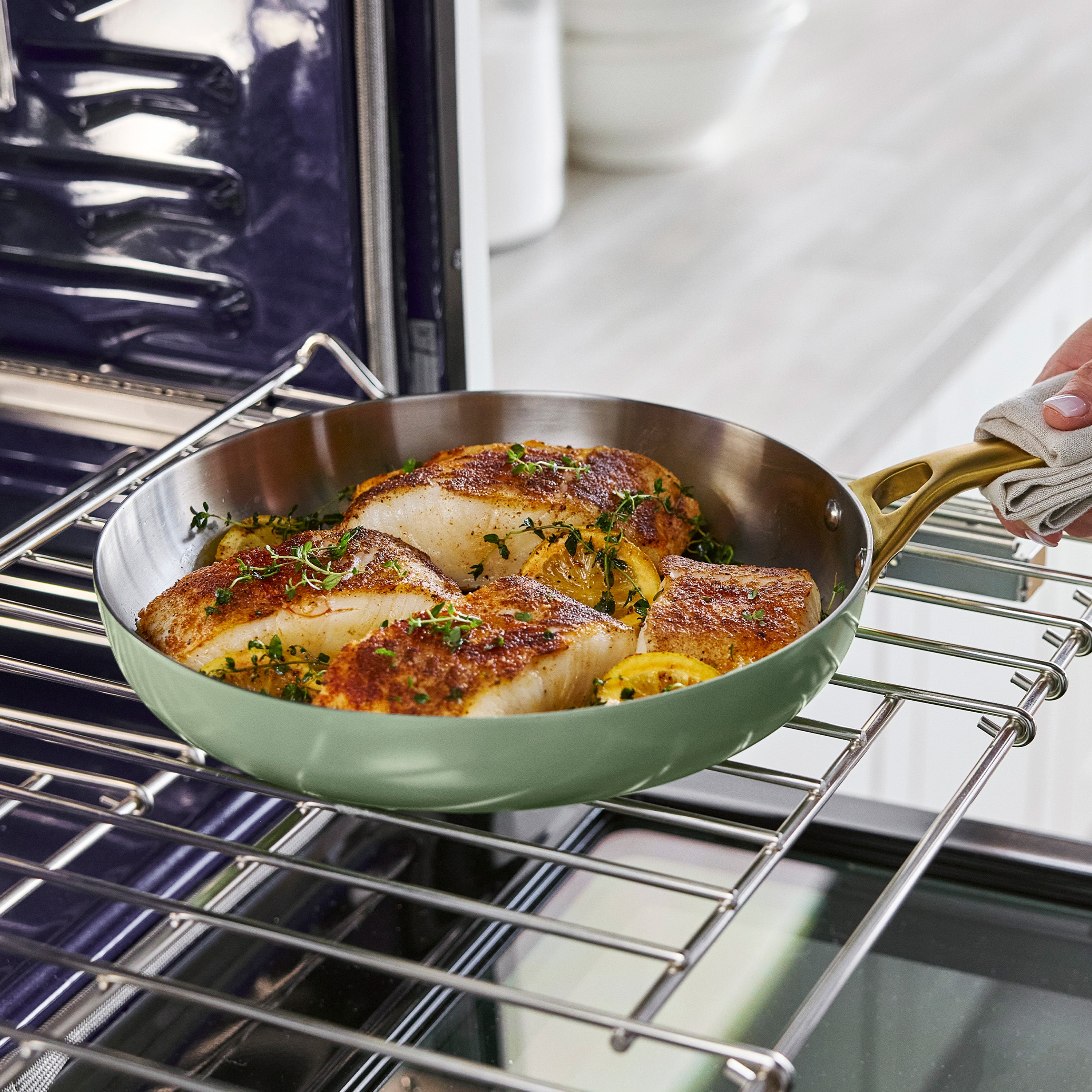 Reserve Pro Uncoated Stainless Steel 8" Frypan | Sage