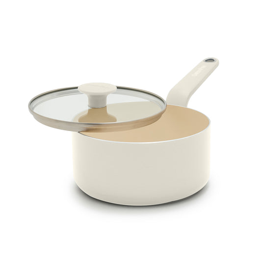 Rio Advanced Ceramic Nonstick 2-Quart Saucepan with Lid | Cream