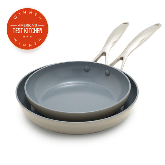 Valencia Pro Ceramic Nonstick 9.5" and 11" Frypan Set | Taupe