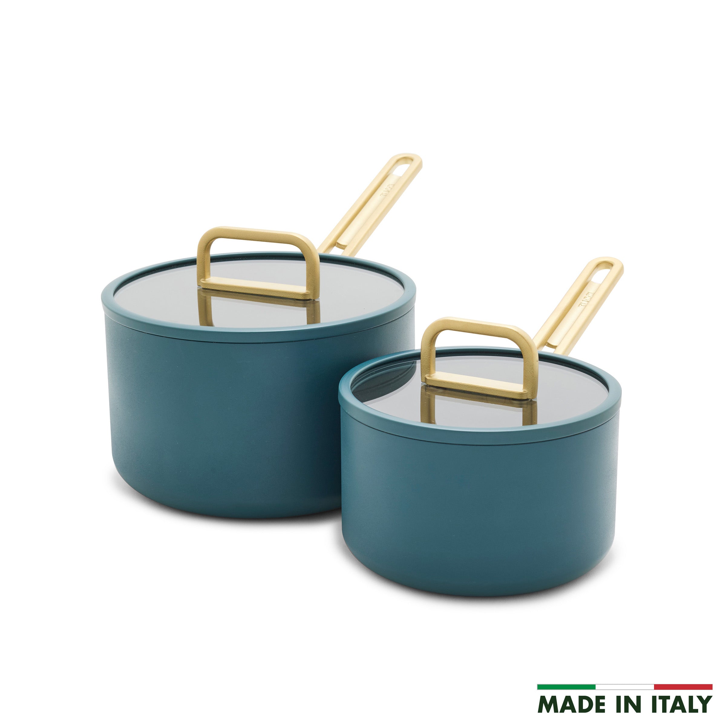 Stanley Tucci™ Ceramic Nonstick 4-Piece Saucepan Set | Venetian Teal