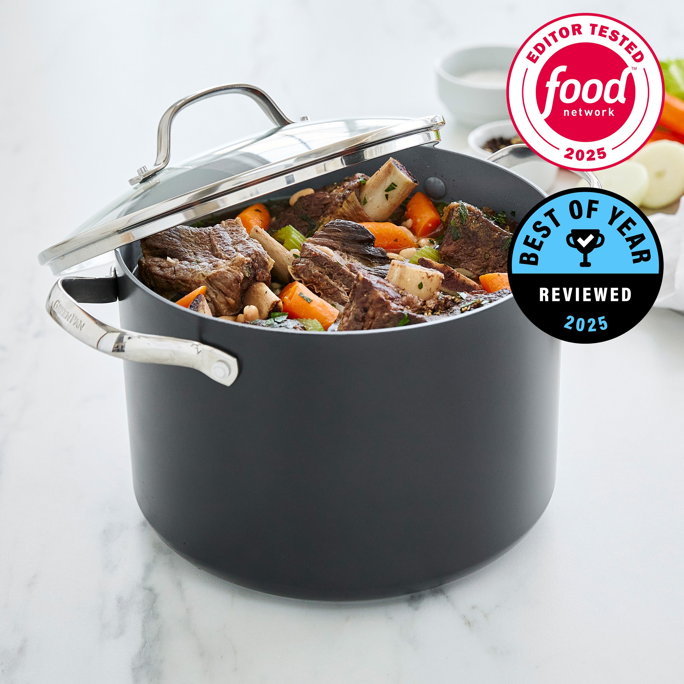 Valencia Pro Ceramic Nonstick 8-Quart Stockpot with Lid