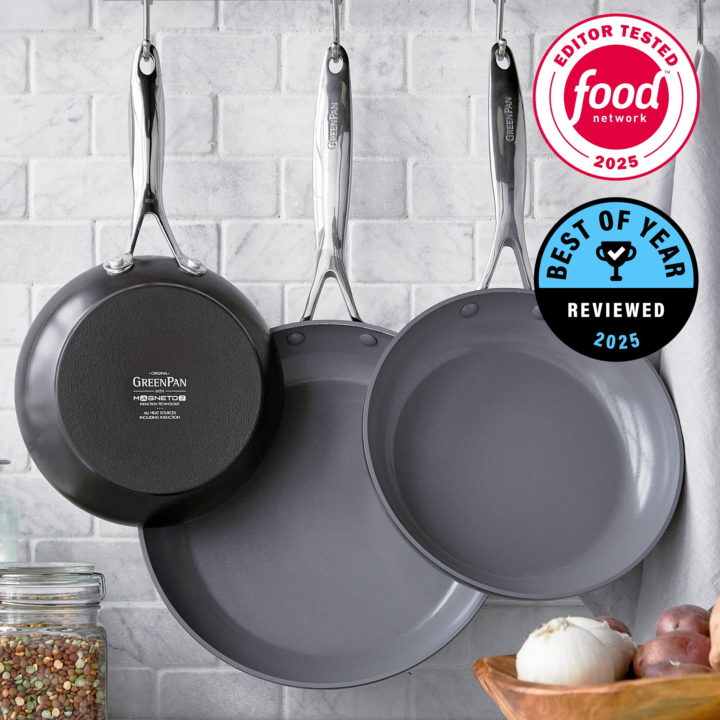 Valencia Pro Ceramic Nonstick 8", 9.5", and 11" Frypan Set | Gray