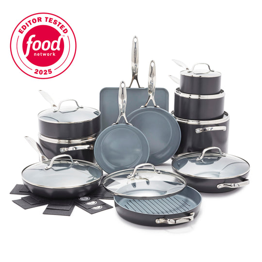 Valencia Pro Ceramic Nonstick 19-Piece Cookware Set | Gray