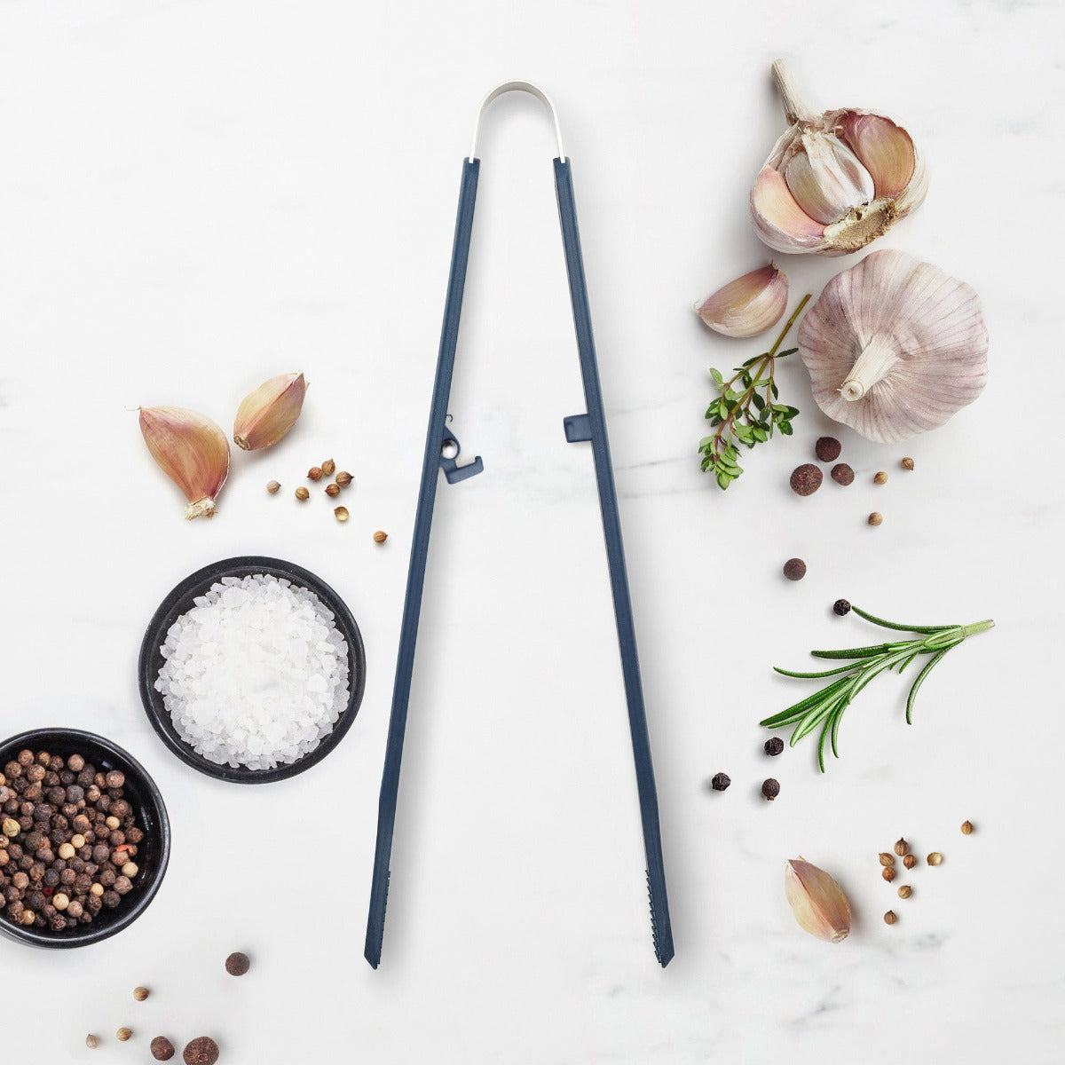 Healthy Non-Toxic PFAS Free Cookware - Platinum Silicone Tongs | Navy by GreenPan